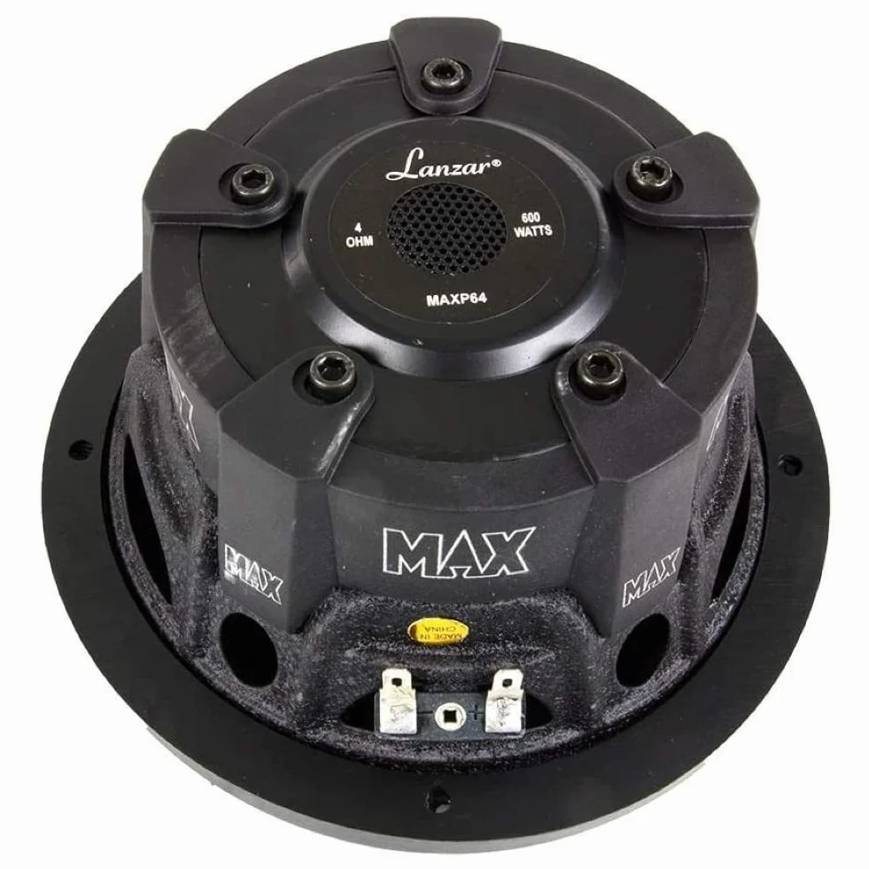 1 subwoofer do LANZAR MAX PRO MAXP64 6,5" 16,5 cm 165 mm 300 watt rms 600 watt max pojedyncza cewka 4 omy pokrywa bagażnika drzwi samochodu, 1 sztuka + element mocujący