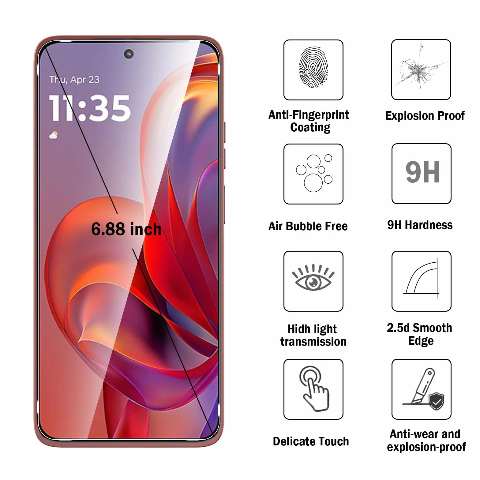 Szkło hartowane do Motorola Moto Edge 60 Neo/Edge 50 Neo, osłona ekranu i obiektywu, twardość 9H, bez pęcherzyków, przezroczysta folia