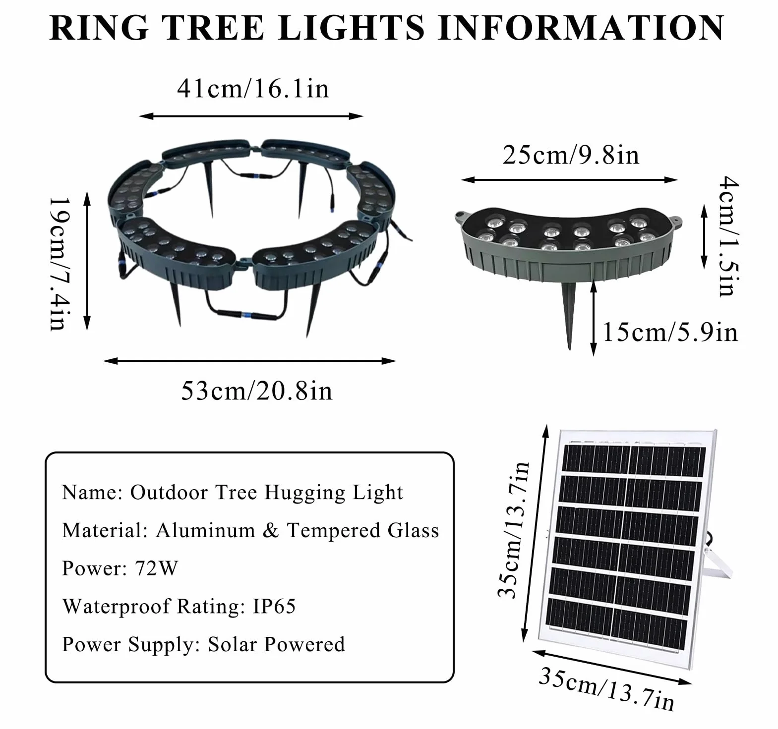 Generisch Lampa ogrodowa LED, solarne oświetlenie w kształcie pierścienia z pilotem zdalnego sterowania – 6-osobowa lampa zewnętrzna 72 W w kolorze niebieskim do ogrodu, na podwórko i trawnik