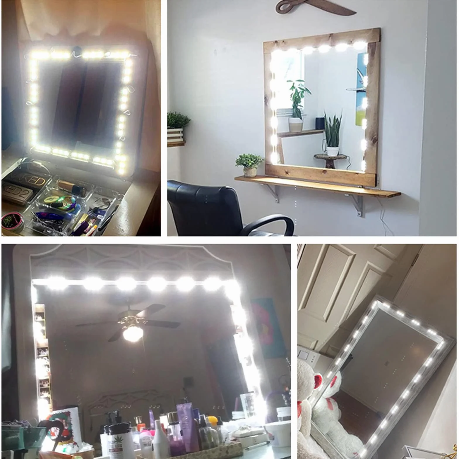 Taśmy LED, lusterko kosmetyczne LED, 18 diod LED, regulowane sterowanie dotykowe, oświetlenie lustra do makijażu do lustra łazienkowego z kablem USB, lusterko kosmetyczne