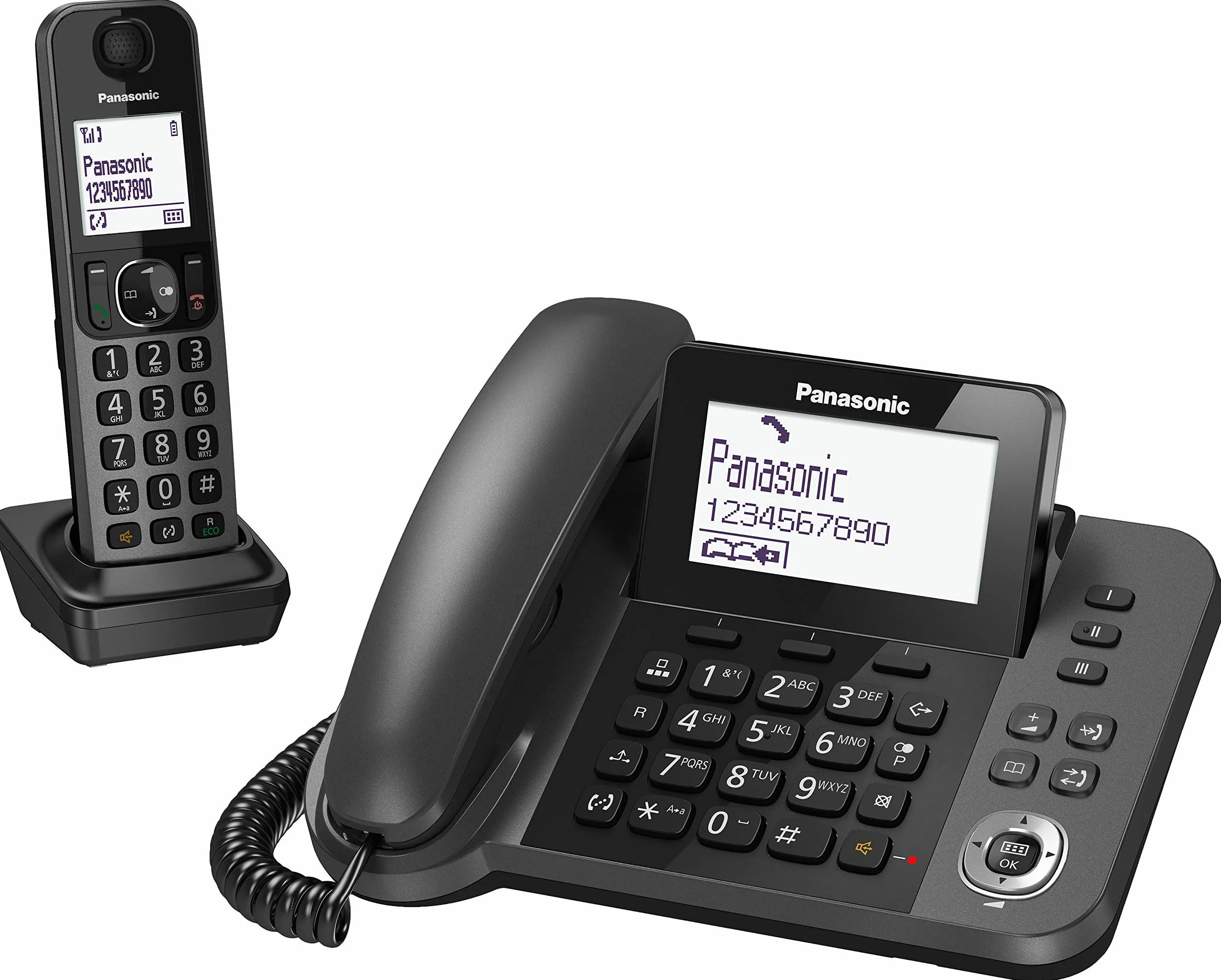 Panasonic Telefon Stacjonarny Czarny 16,3 x 22,2 x 10,3 cm