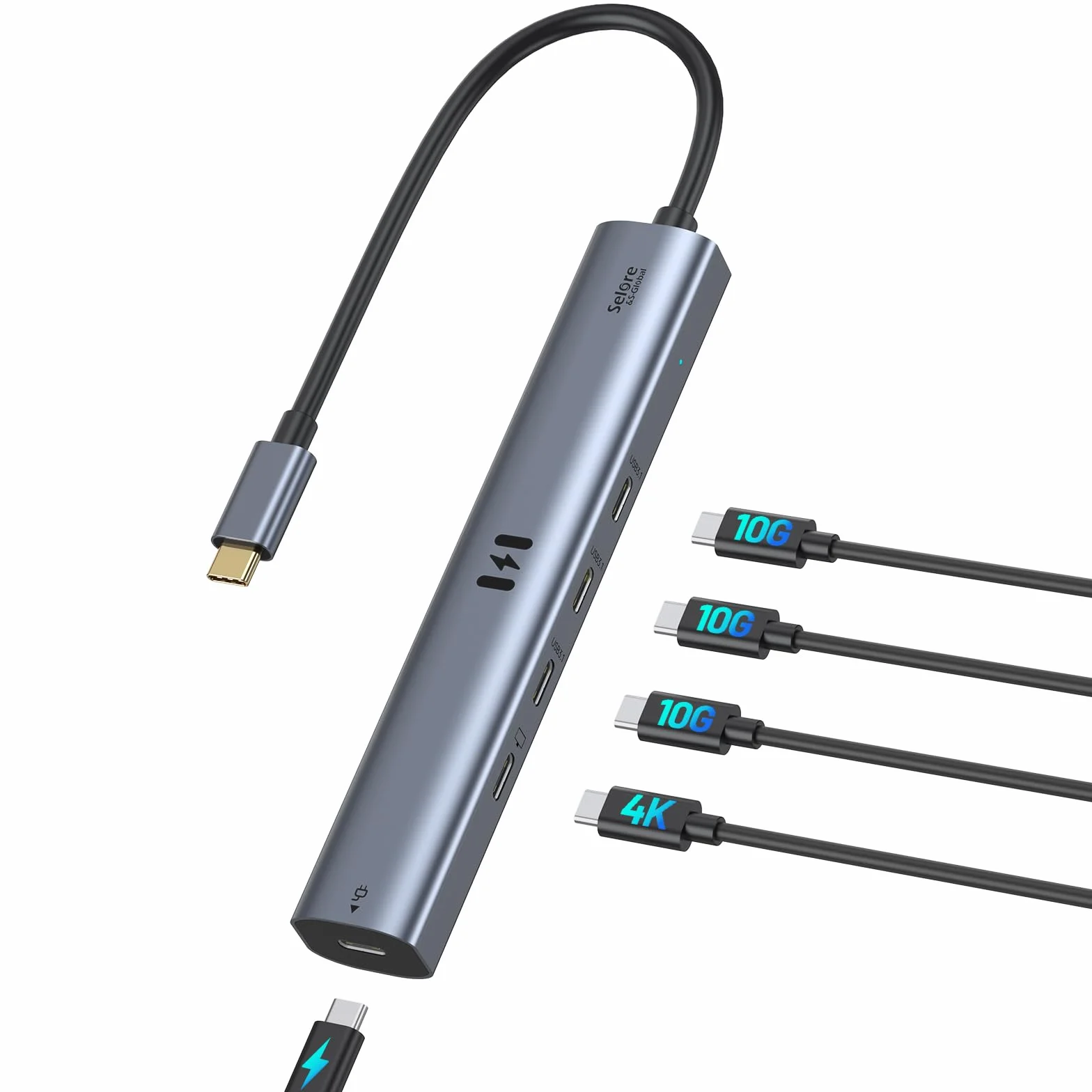 Koncentrator wideo USB C, typ C, 10 Gb/s, 5 w 1, koncentrator USB C, adapter z wyświetlaczem USB C 4K, 60 Hz i 10 Gb/s, 3 porty danych USB 3.1 Gen2, 100 W PD do MacBooka Pro/Air M2 M1, Dell, HP