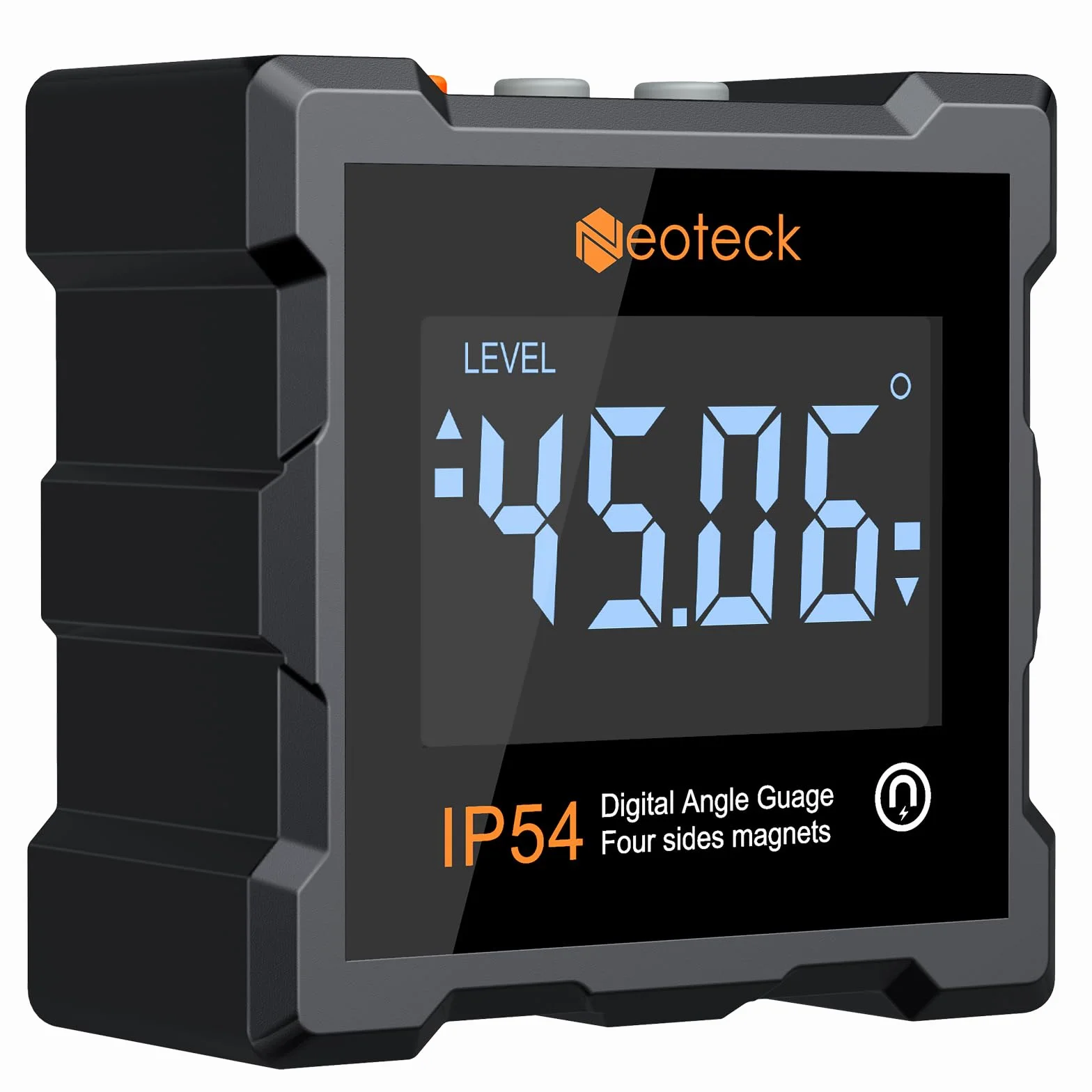 Neoteck Cyfrowy kątomierz kątowy 4 x 90° z funkcją automatycznego obracania IP54 Wodoodporny cyfrowy poziom magnetyczny/% duży wyświetlacz LCD z akumulatorem śrubokrętem