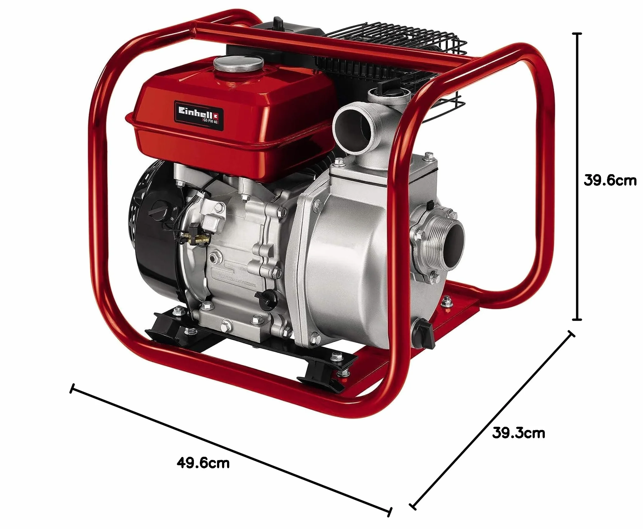 Einhell GC-PW 46 pompa spustowa (4,6 kW, 4-suwowy silnik, maksymalnie 23000 litrów na godzinę, zbiornik o pojemności 3,6 litra, sprzedawany z adapterami przyłącza do węża/łącznika gwintowanego AG)