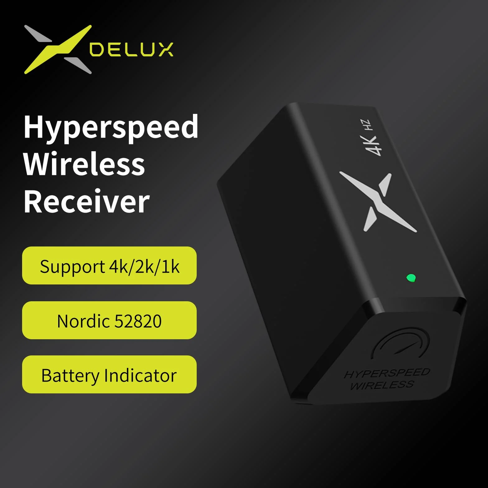 DeLUX Hyperspeed 4000Hz odbiornik bezprzewodowy do M800Ultra, 4kHz Dongle, czarny