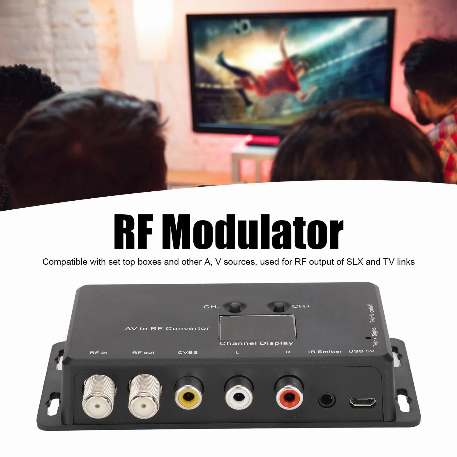Modulator UHF - TV LINK Modulator, PAL NTSC AV do RF Modulatory Dystrybucji TV, z Gwintem Wewnętrznym AV Audio Video TV Link-Konwerter UHF do Wyjścia RF łączy SLX/TV