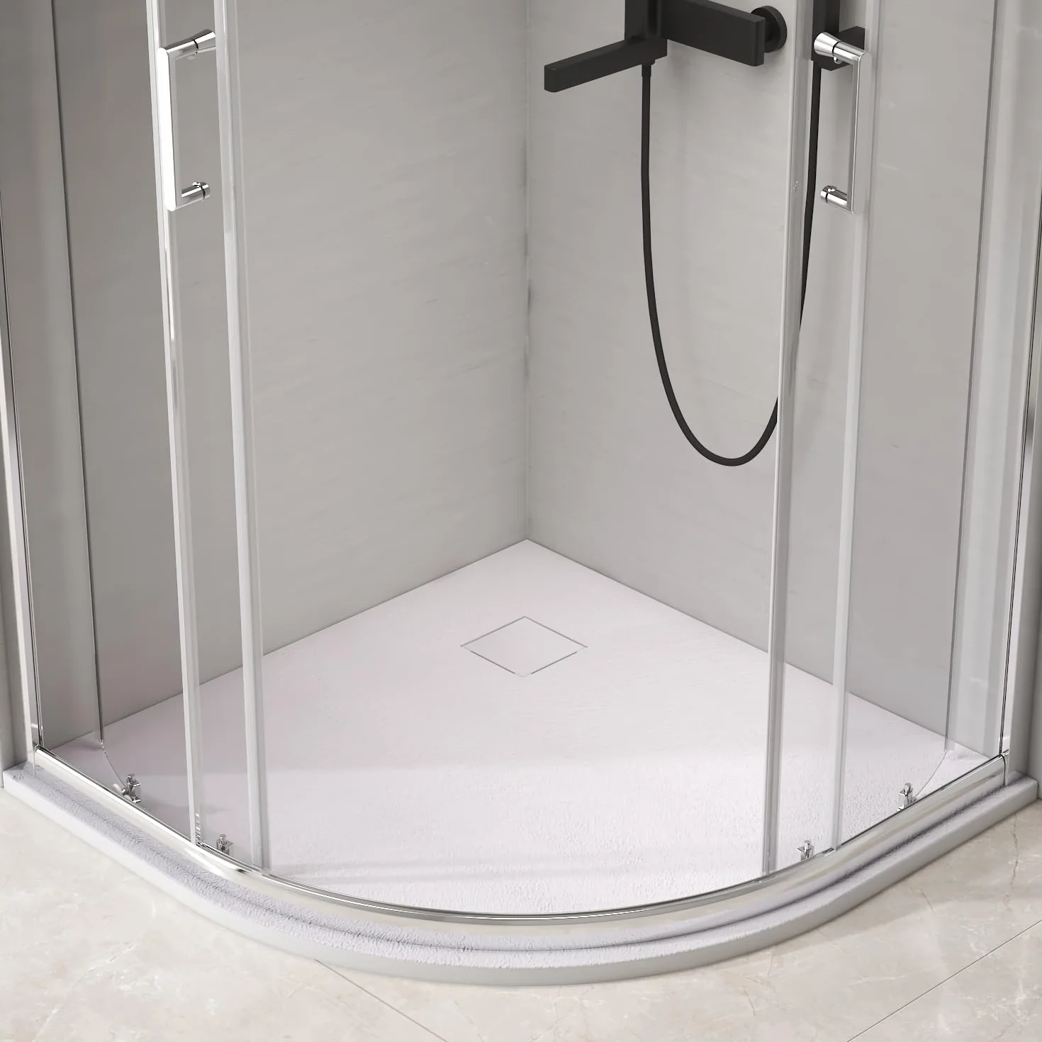 EMKE Brodzik Prysznicowy 90x90 cm Ćwierć Koła Płaski Antypoślizgowy Biały