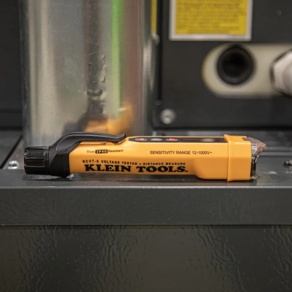 KLEIN TOOLS Bezdotykowy miernik napięcia, 12 do 1000 V AC, z dalmierzem laserowym, żółty, czarny