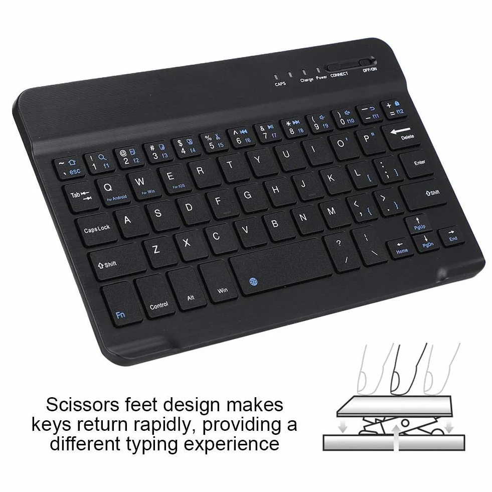 Bezprzewodowa klawiatura Bluetooth 7-8 cali tablet ze stopu aluminium dla Android/OS Czarna