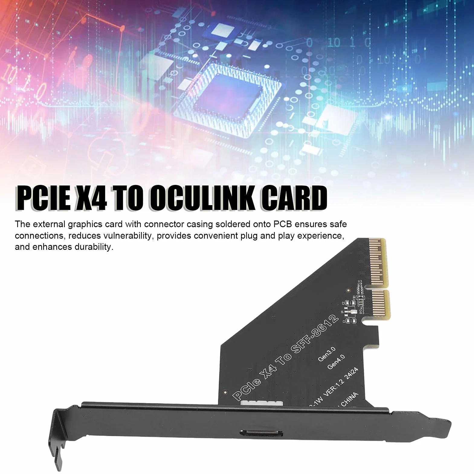 PCIE 4.0 X4 do OCULINK SFF 8612 Adapter, SFF-8611 Zewnętrzna Karta Graficzna, Szybki Przesył Danych dla NVME SSD