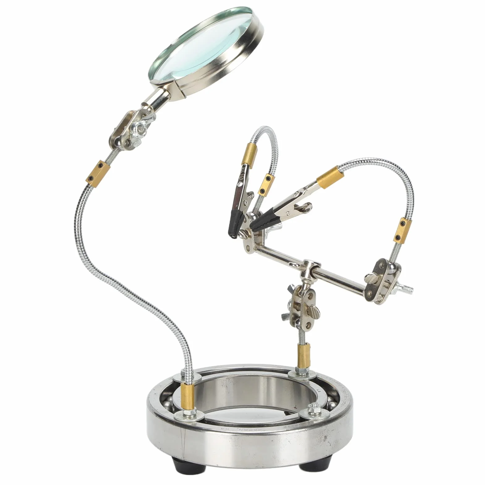 Pomocna stacja lutownicza dłoni | 360 ° Elastyczne ramiona i zabezpieczona podstawa | Trzecie narzędzie do naprawy elektroniki/produkcji biżuterii/lutowania PCB | Stal stopowa