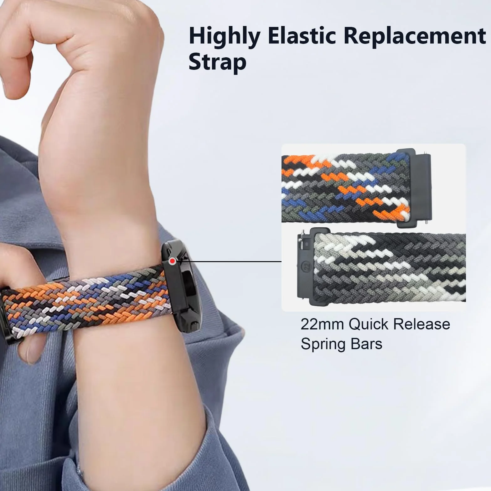 3 Sztuki Tkactwo Paski Kompatybilny z Amazfit Helio Strap, 22mm Elastyczne Nylon Paski Zamienne Zapięcie Magnetyczne Armband dla Sportow Kobiet i Mężczyzn