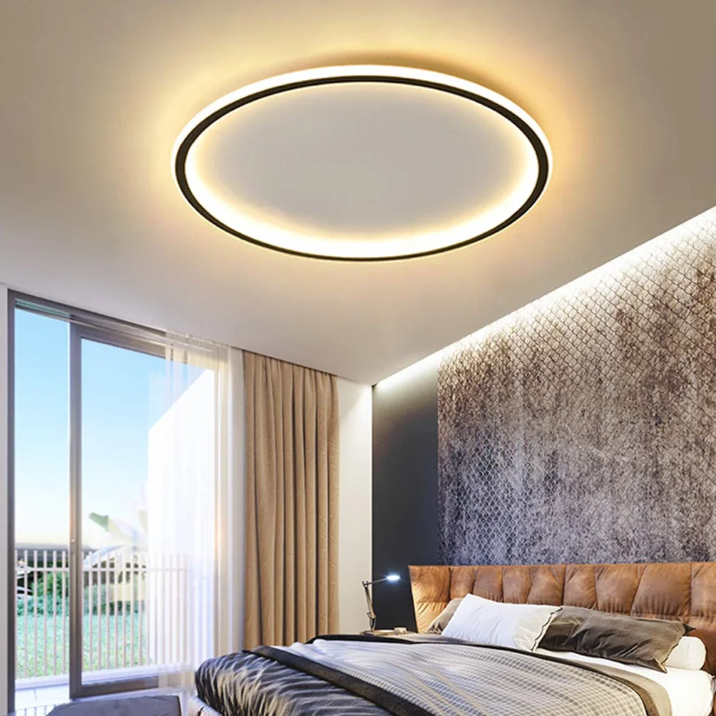 Lampa sufitowa LED, nowoczesna, minimalistyczna, ultra cienka, okrągła lampa sufitowa, metalowa, akrylowa, ściemniana, z pilotem zdalnego sterowania, oświetlenie sufitowe, do sypialni, salonu,