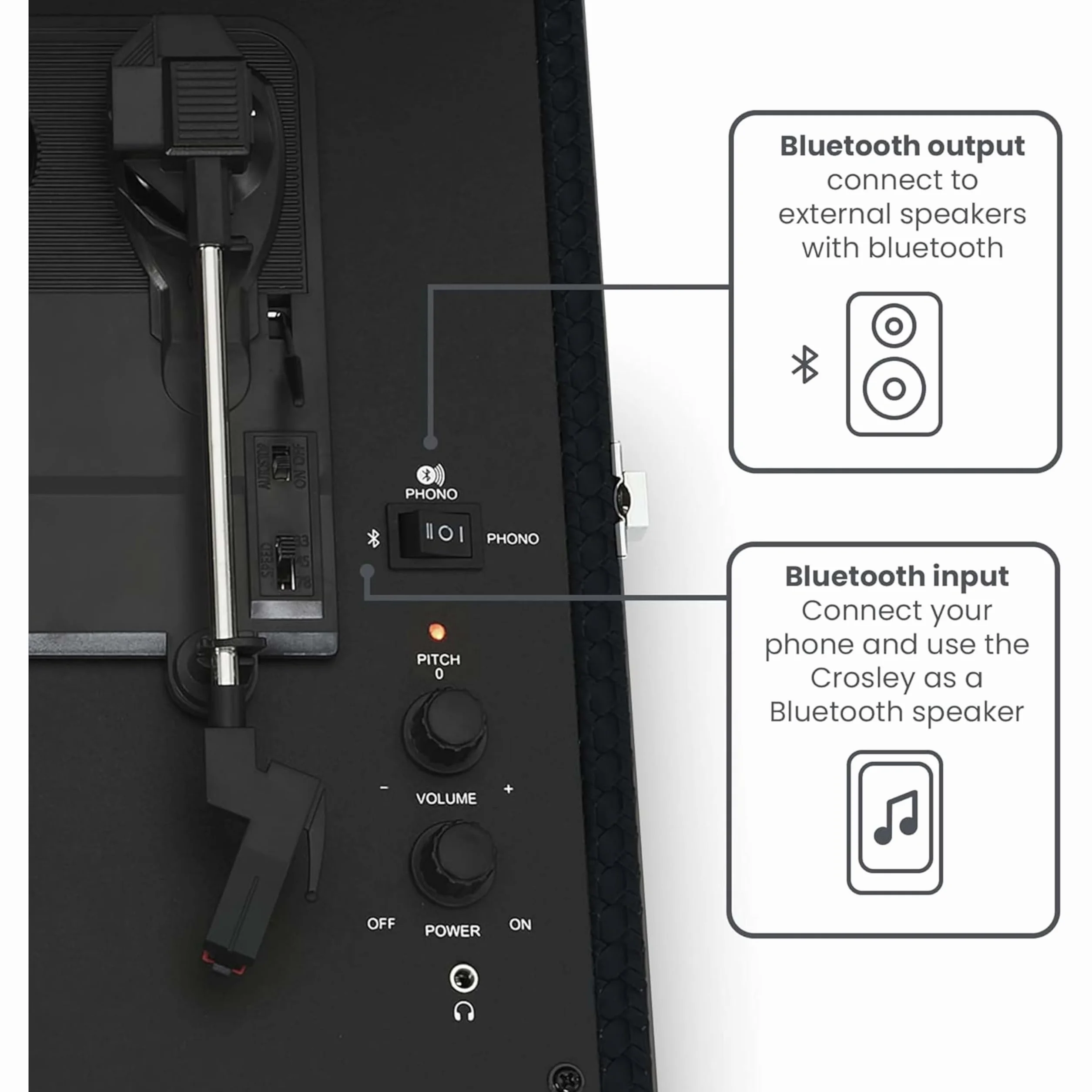 Crosley CR8017B-BK4 Voyager bluetooth platenspeler - Zwart,Eén maat