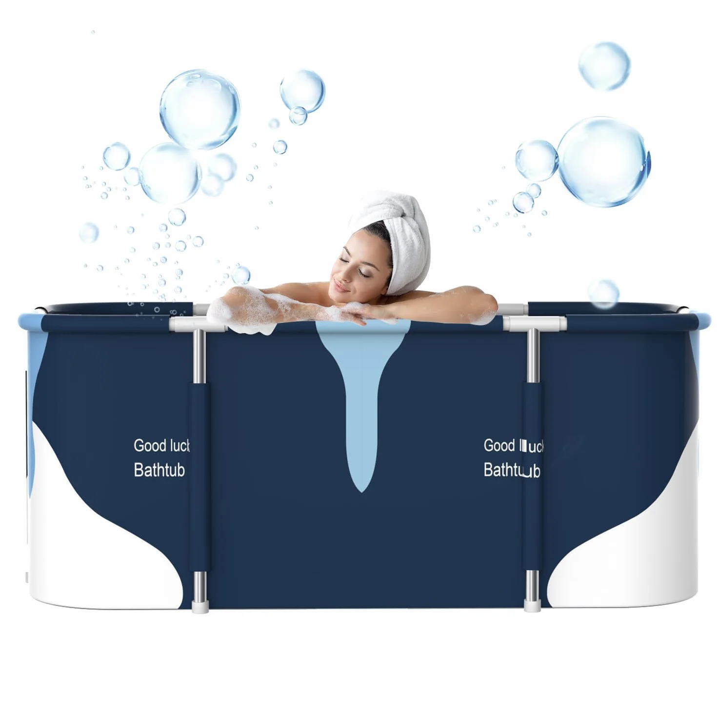 Bardzo duża przenośna składana wanna do kąpieli z metalową ramą, do łazienki dla dorosłych, składana wanna SPA do kabiny prysznicowej, oddzielna rodzinna łazienka, wanna SPA do kąpieli z gorącym lodem