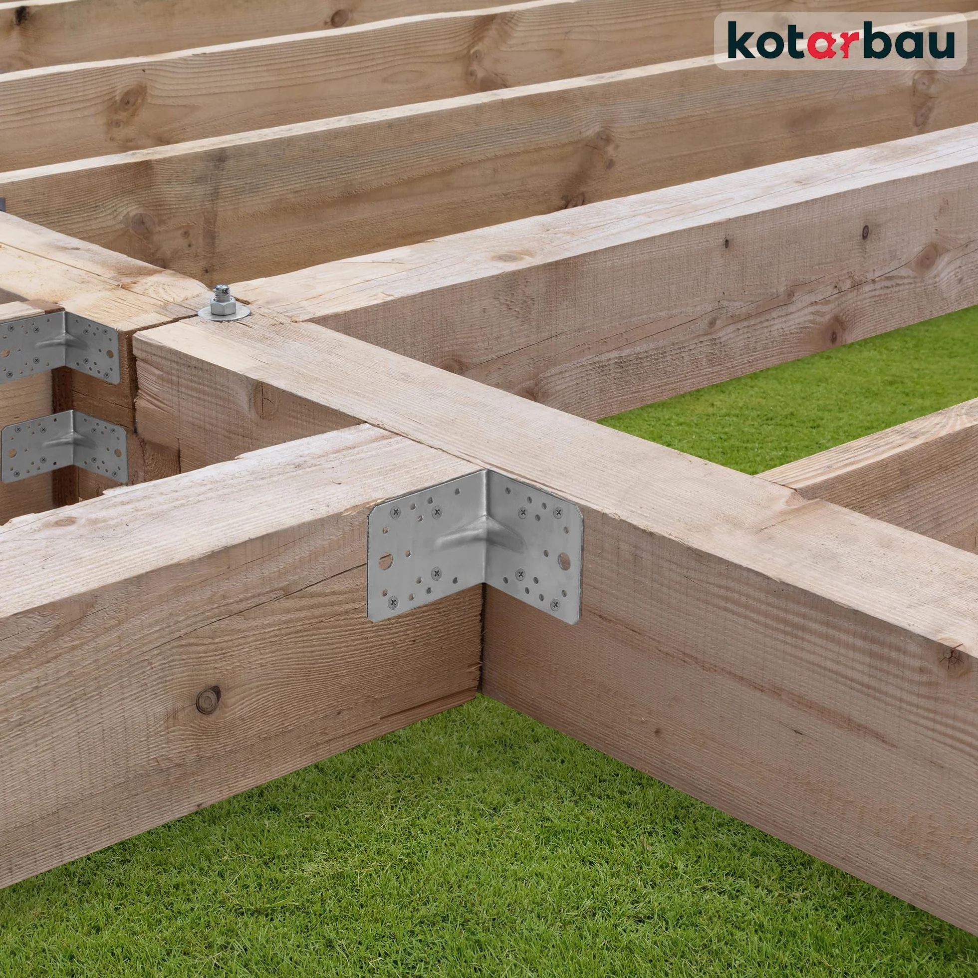 KOTARBAU® 50 szt. Kątownik Ciesielski - Łącznik Budowlany - 105 x 105 x 90 MM - Stal ocynkowana - z Przetłoczeniem - Nierdzewny
