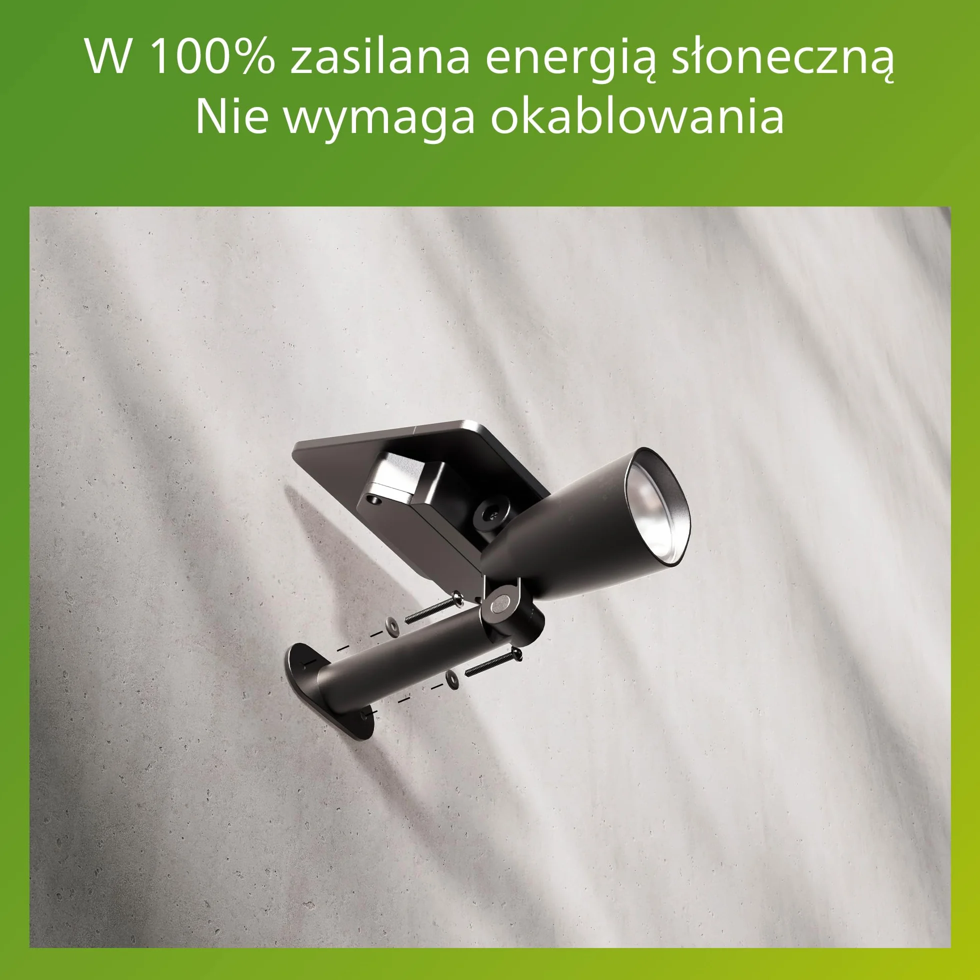 Philips Ashlyn Zewnętrzna Lampa Solarna Punktowa/Ścienna, 2700 K, 150 lm, Czarna