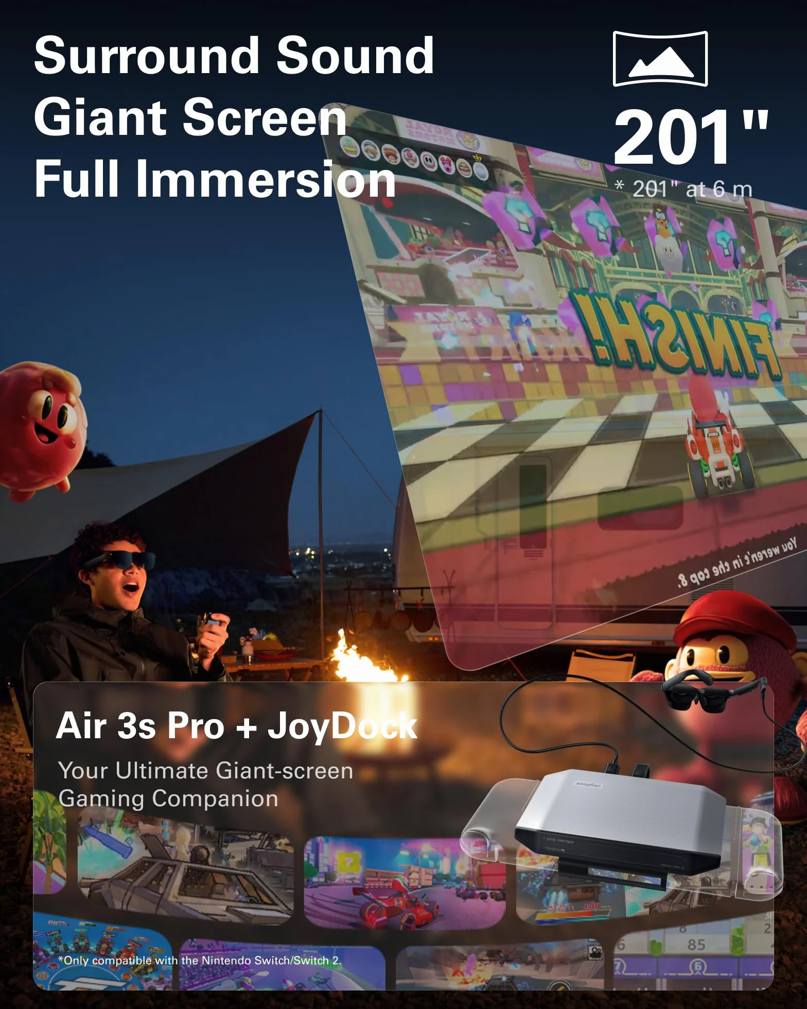 RayNeo Air 3s Pro Okulary AR XR 1200 nitów 120 Hz HueView 2.0 inteligentne okulary do gier