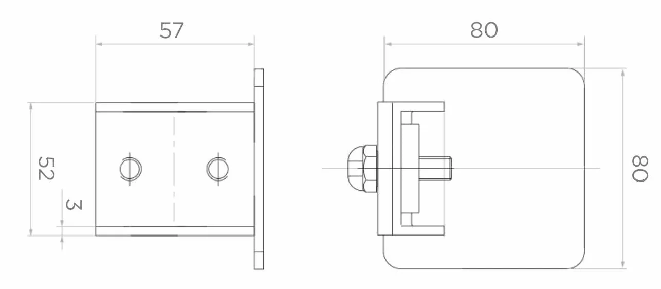 PSG Zakończenie profilu jezdnego bramy przesuwnej ZAŚLEPKA NA PROFIL 80x80 mm