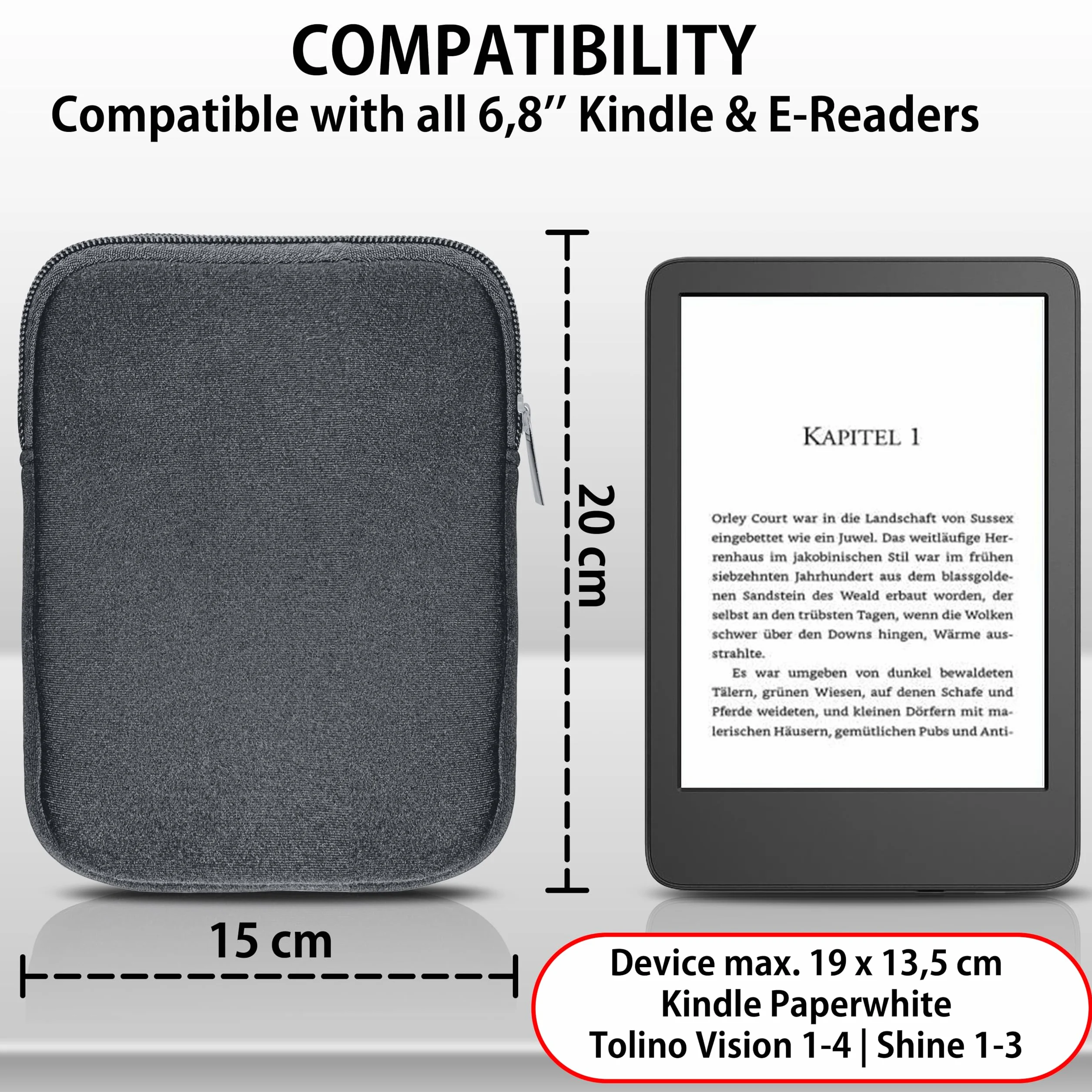 Torba na tablet 6,8 cala MyGadget - ochrona 18x13,5 cm Kindle Paperwhite 11 generacji szara