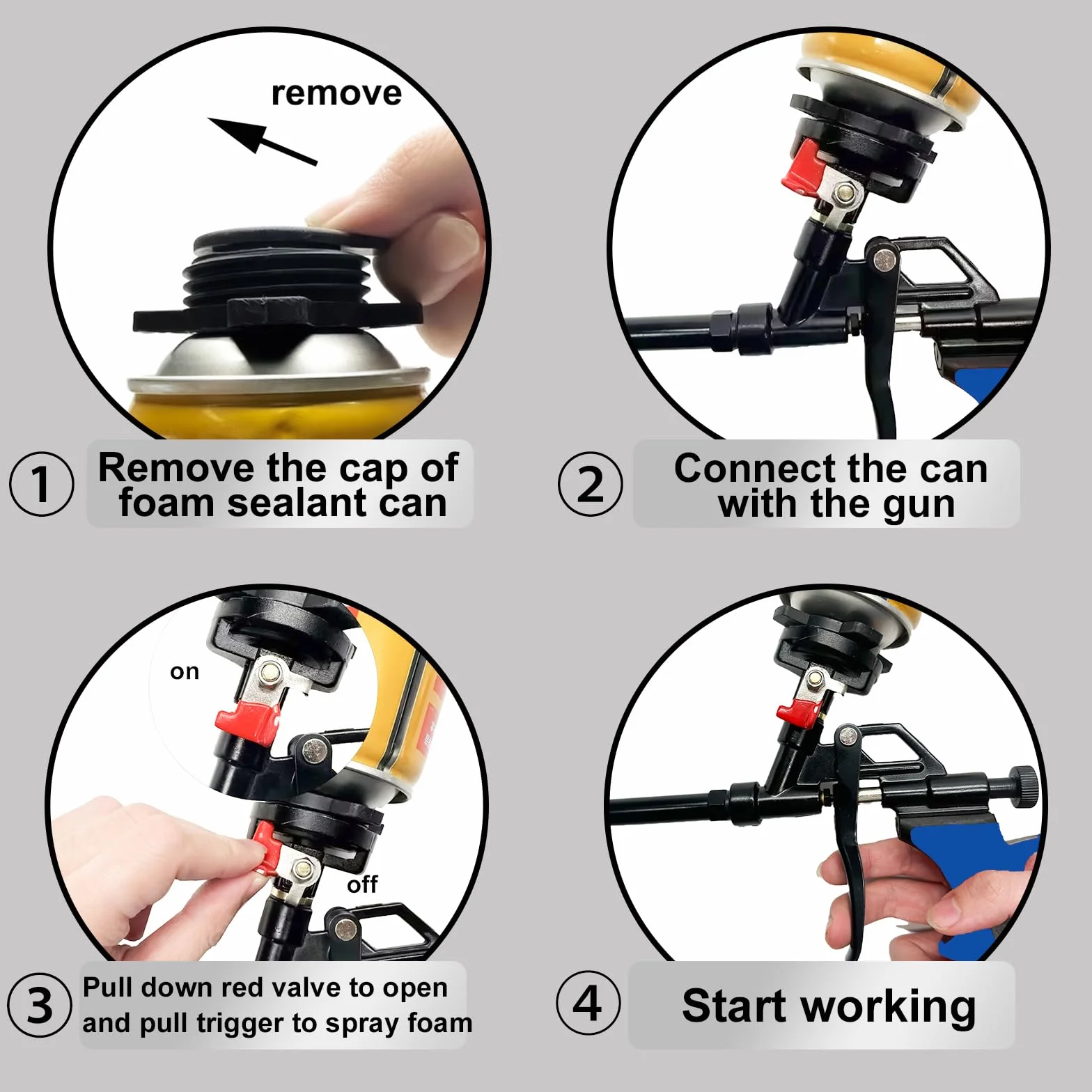 Odłączany pistolet do pianki natryskowej, profesjonalny pistolet do pianki rozszerzającej, pistolet do pianki dozującej, odpowiedni do uszczelniania, napełniania, uszczelniania (niebieski)