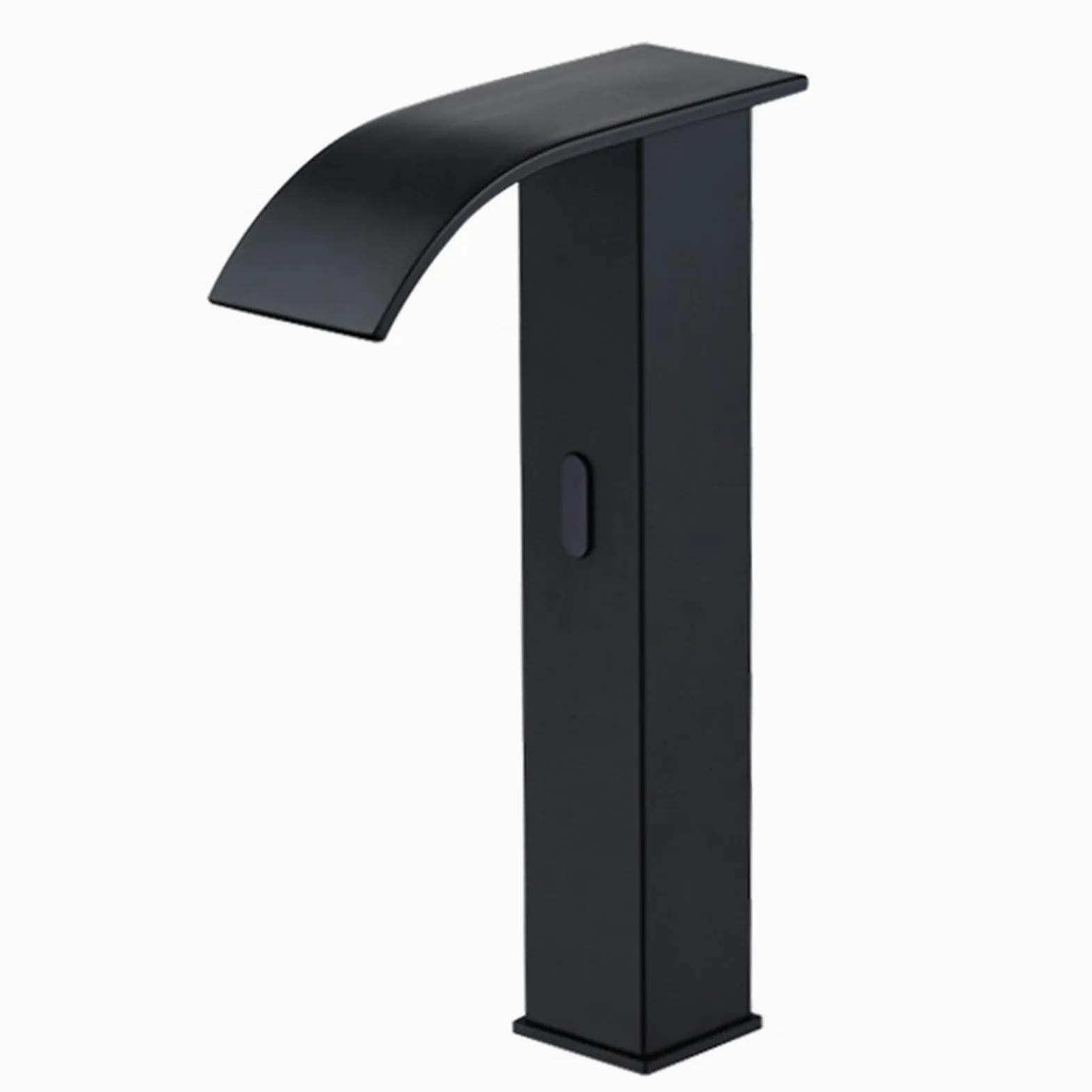 Baterie łazienkowe z mieszaczem, automatyczne baterie wodospadowe czujnikiem podczerwieni, mosiężne, do umywalek łazienkowych, wykończenie chromowane(Black,Tall)