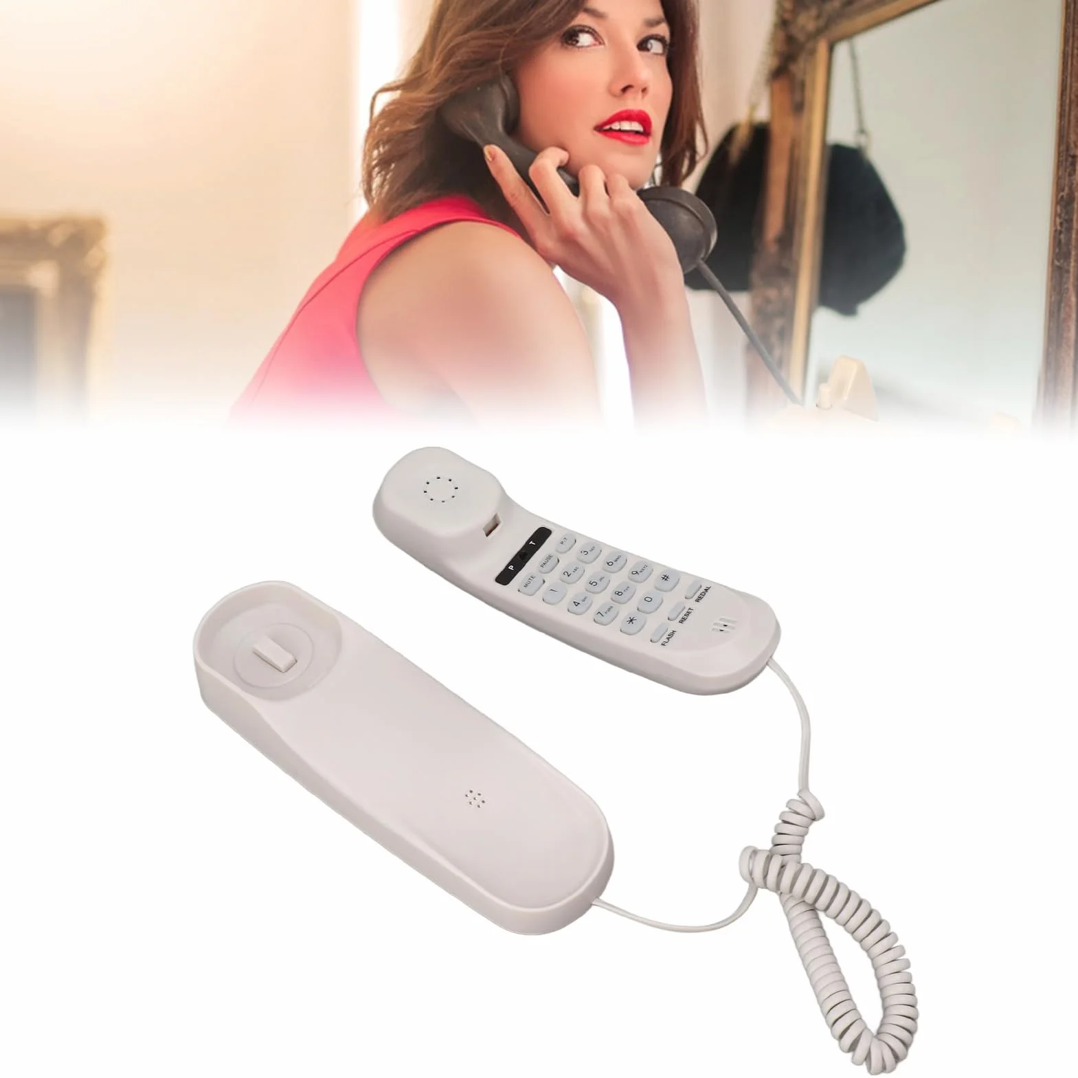 Przewodowy Telefon Domowy, Telefony ścienne w Stylu Retro do Telefonów Stacjonarnych, Analogowy Telefon Stacjonarny ze Wzorem Klasycznego Telefonu ściennego, Telefon w Starym