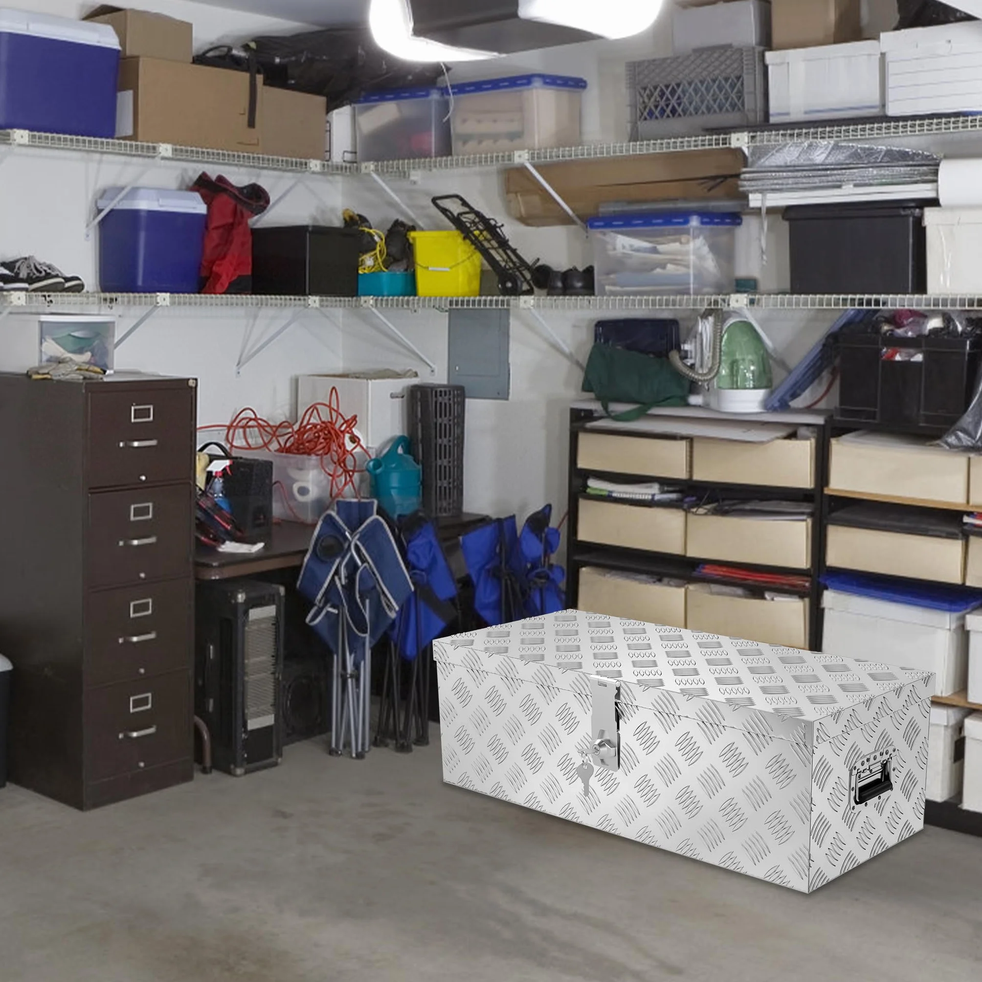 LARS360 Aluminiowa Skrzynka Transportowa 800 x 220 x 225 mm, Zamykana z Przyczepą Na Narzędzia, z Dyszlem i Pokrywką, Wytrzymała Do