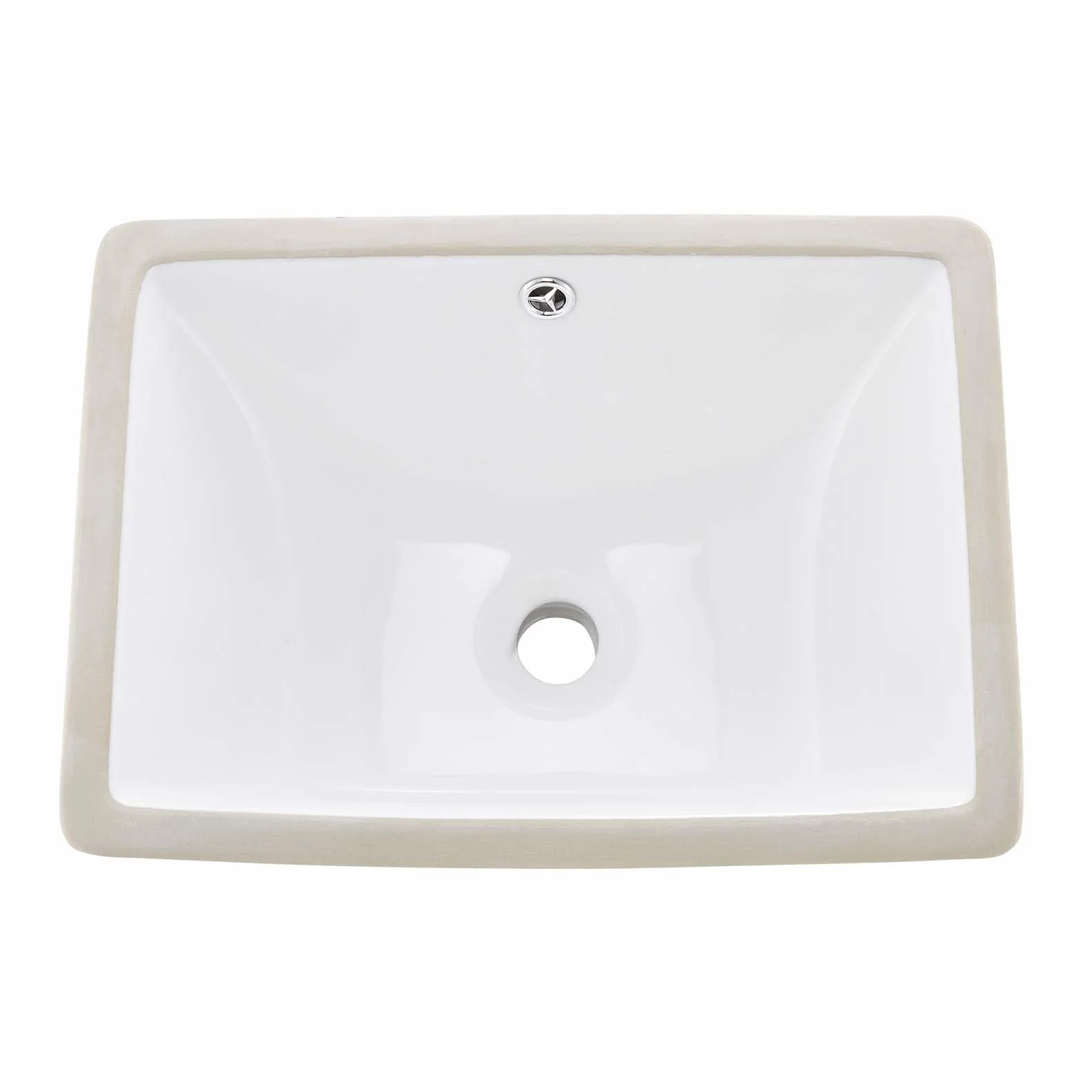 VEVOR Zlewozmywak łazienkowy pod blatem, prostokątny biały ceramiczny zlew z otworem przelewowym, pod blatem, nowoczesna toaleta, umywalka, prostokątna, mała przestrzeń