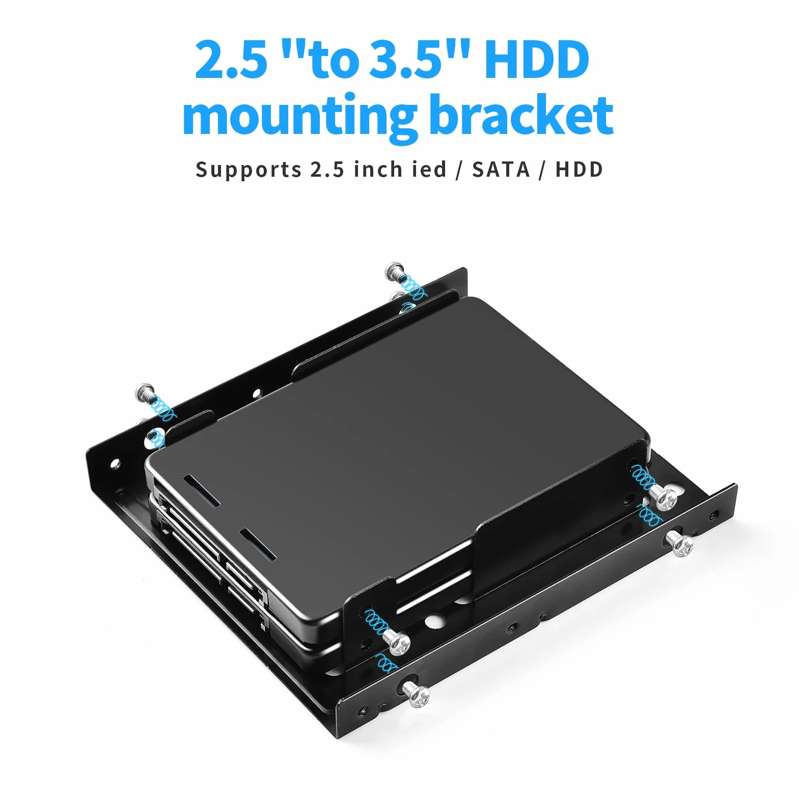 ELUTENG Adapter HDD SSD 2,5" do 3,5" zestaw montażowy wewnętrznego dysku twardego, czarny