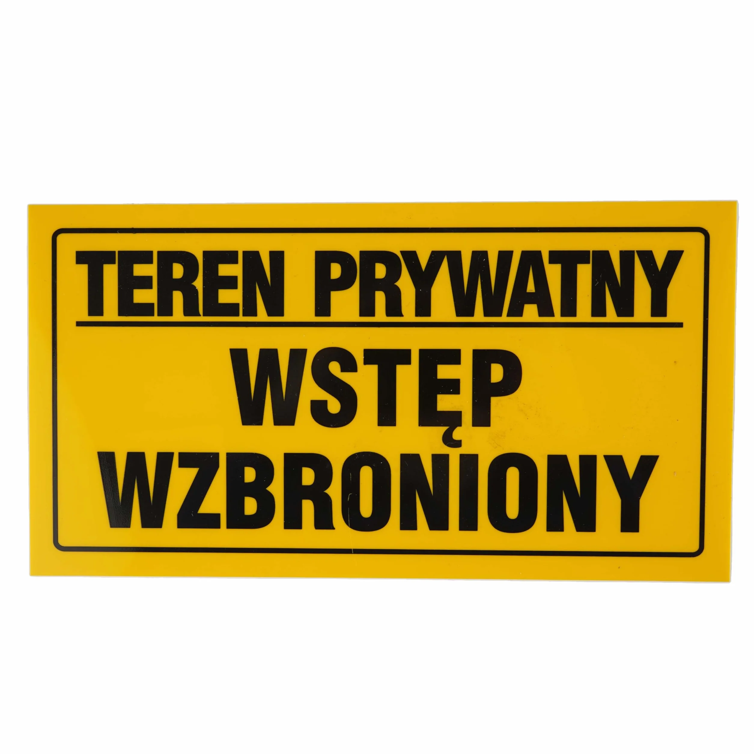 Tablica Piktogram PCV 12x22 cm, Tabliczka TEREN PRYWATNY WSTĘP WZBRONIONY, Odporna Na Warunki Atmosferyczne, Żółta Tablica Informacyjna