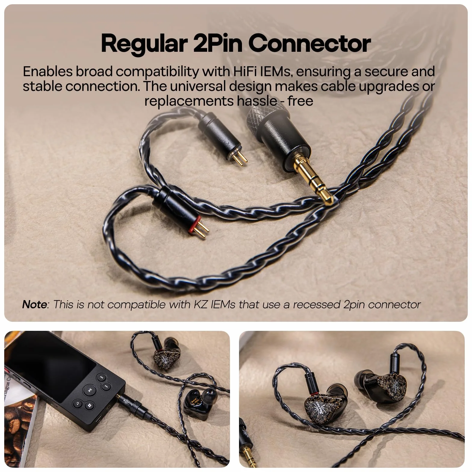 Linsoul Kiwi Ears Terras IEM kabel USB-C 3,5 mm 4,4 mm 4N Single Crystal Copper 32AWG 4-rdzeniowy 1,25 m HiFi