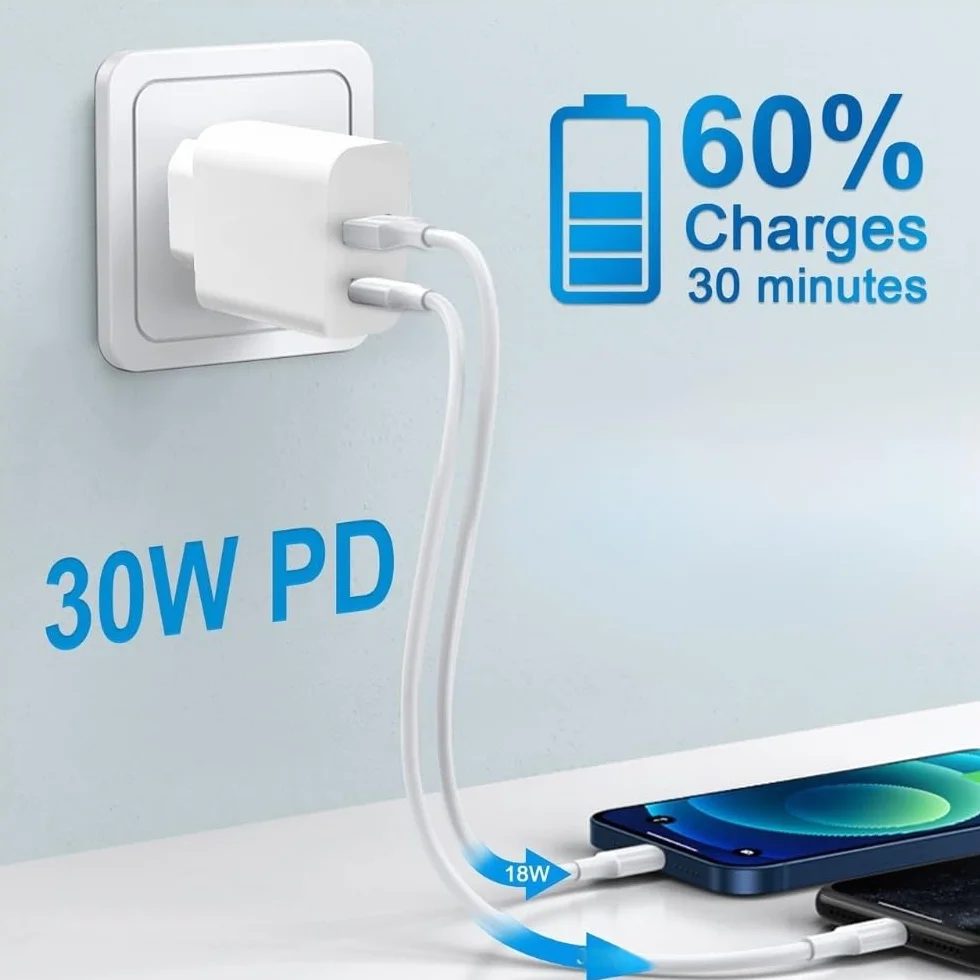Ładowarka USB C 30W PD 3.0 Szybka do iPhone 17/16 Pro/16 Pro Max/15/14/13/12/11 iPad Samsung