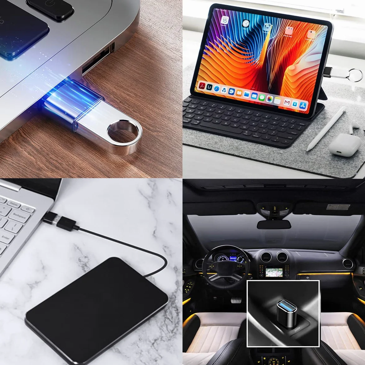 Adapter USB C na USB 3.0 OTG 4 Sztuki, Kompatybilny z MacBook iPhone 17/16/15 iPad Samsung Galaxy S25 S24 S23 A56 A36 A16, Czarny