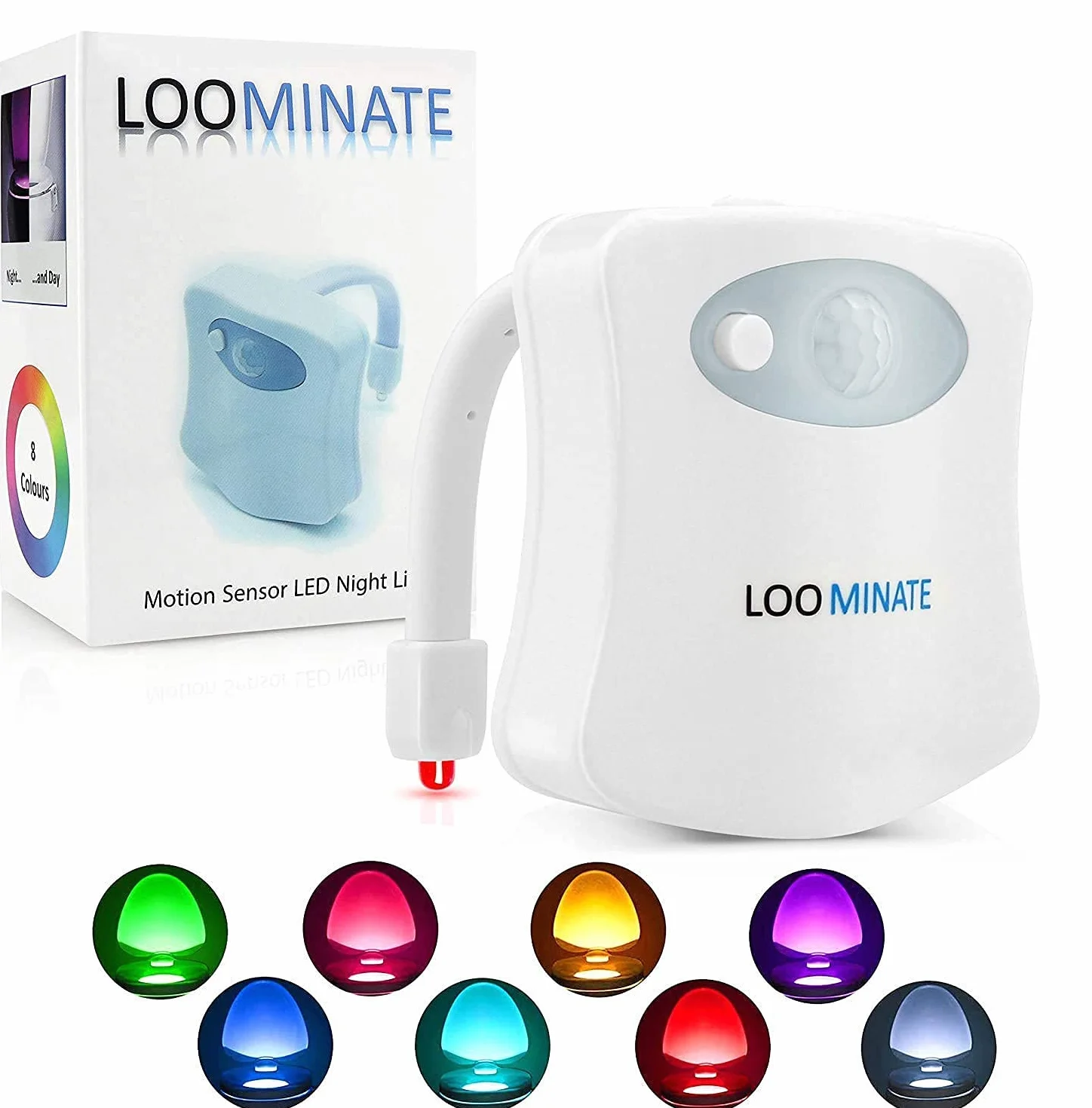 The Loominate lampka nocna do muszli klozetowej, ulepszony czujnik ruchu LED klasy premium, 8 kolorów i zmiana koloru, pasuje do wszystkich toalet, łatwa instalacja