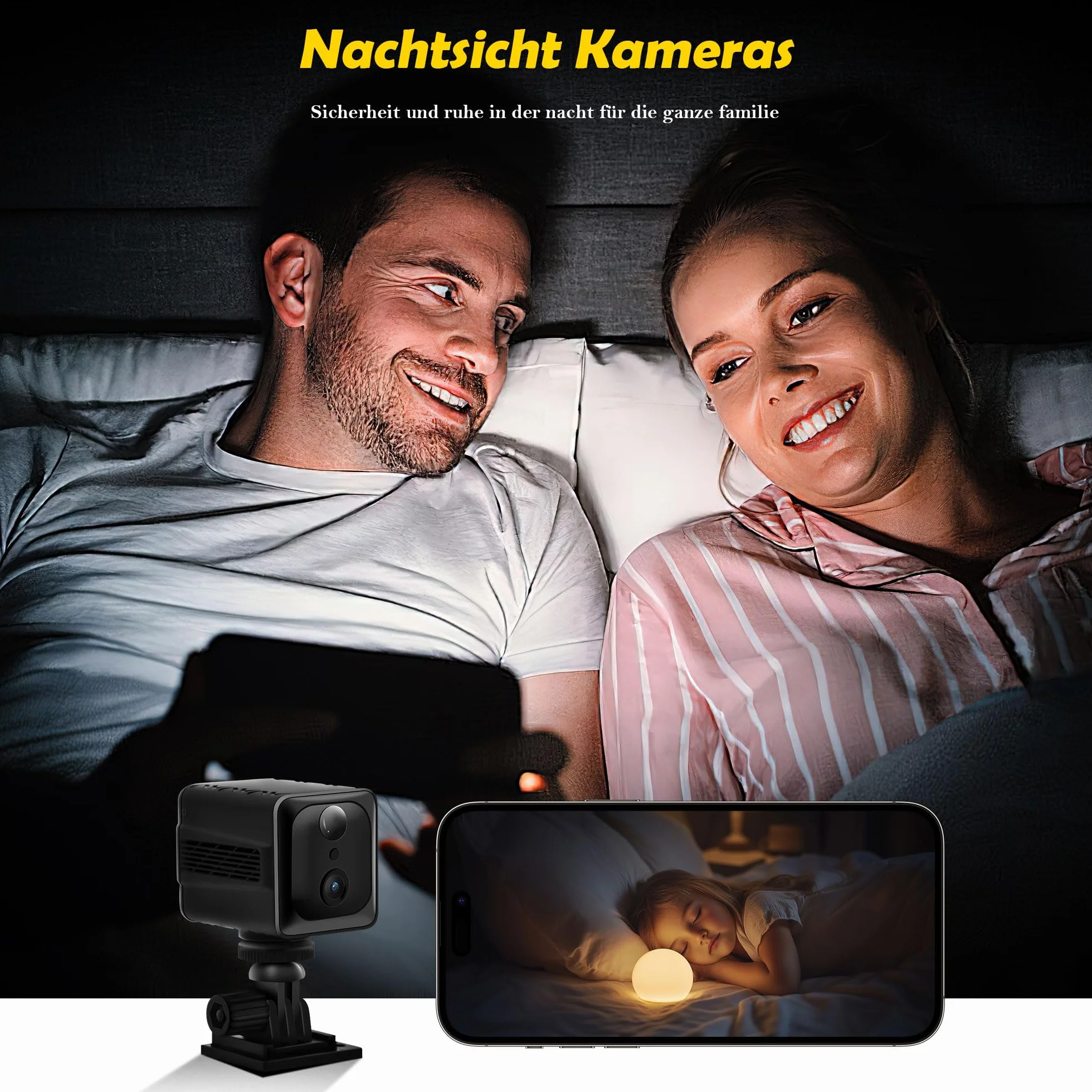 Mini Kamera 4K WLAN z Czujnikiem Ruchu, 3000 mAh, Transmisja na Żywo