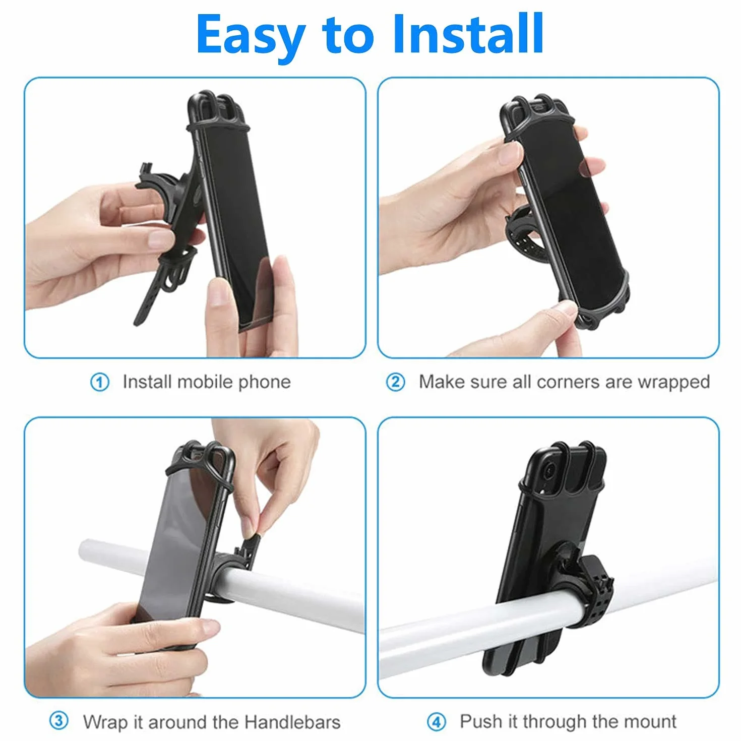 VOVIGGOL Uchwyt na telefon rowerowy 360° silikonowy uniwersalny do iPhone 12 11 Pro Samsung