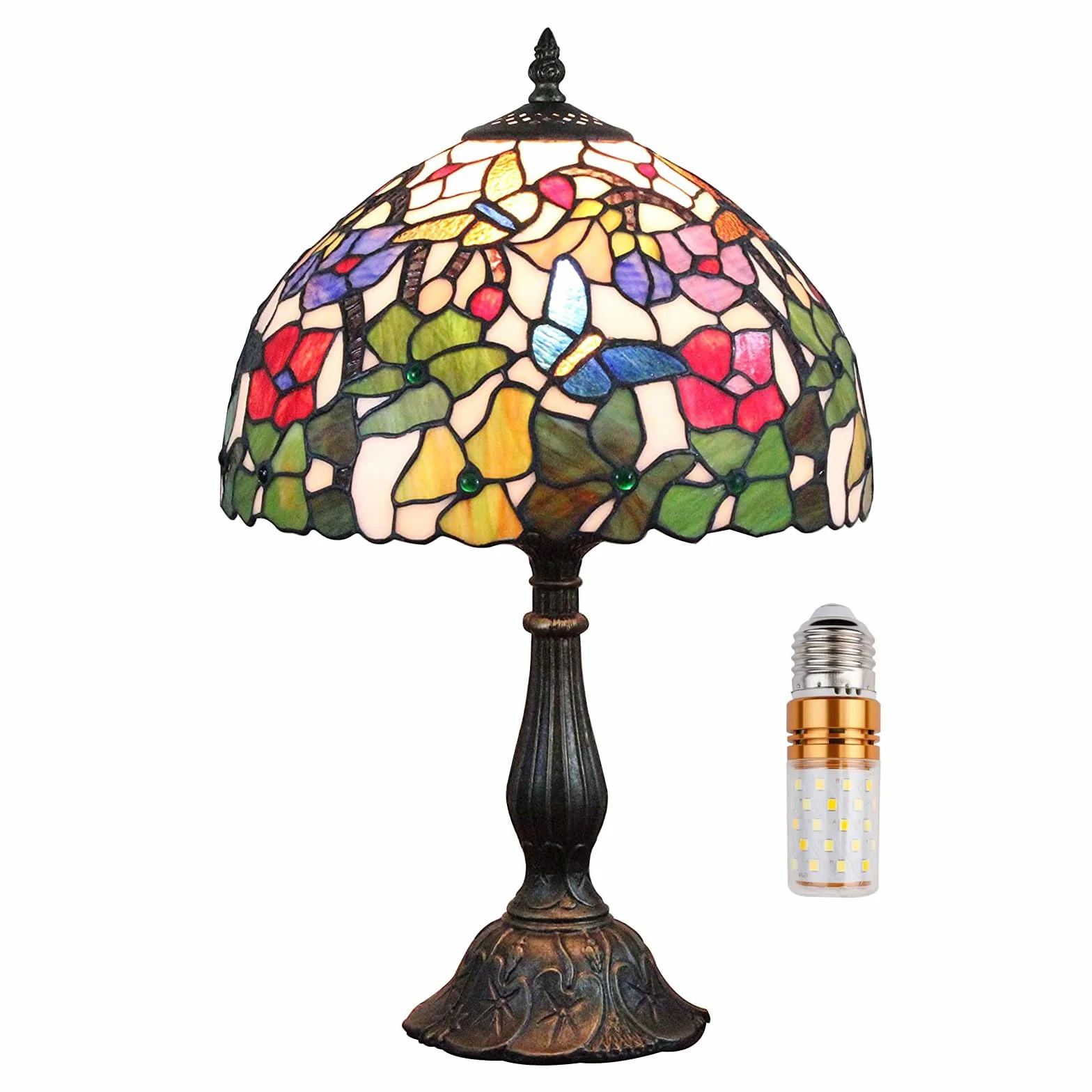 12-calowy styl tiffany lampa stołowa witraż abażury lampka nocna czytanie antyczne oświetlenie biurka salon sypialnia biuro sztuka vintage deco wiktoriański(Color:B-6)