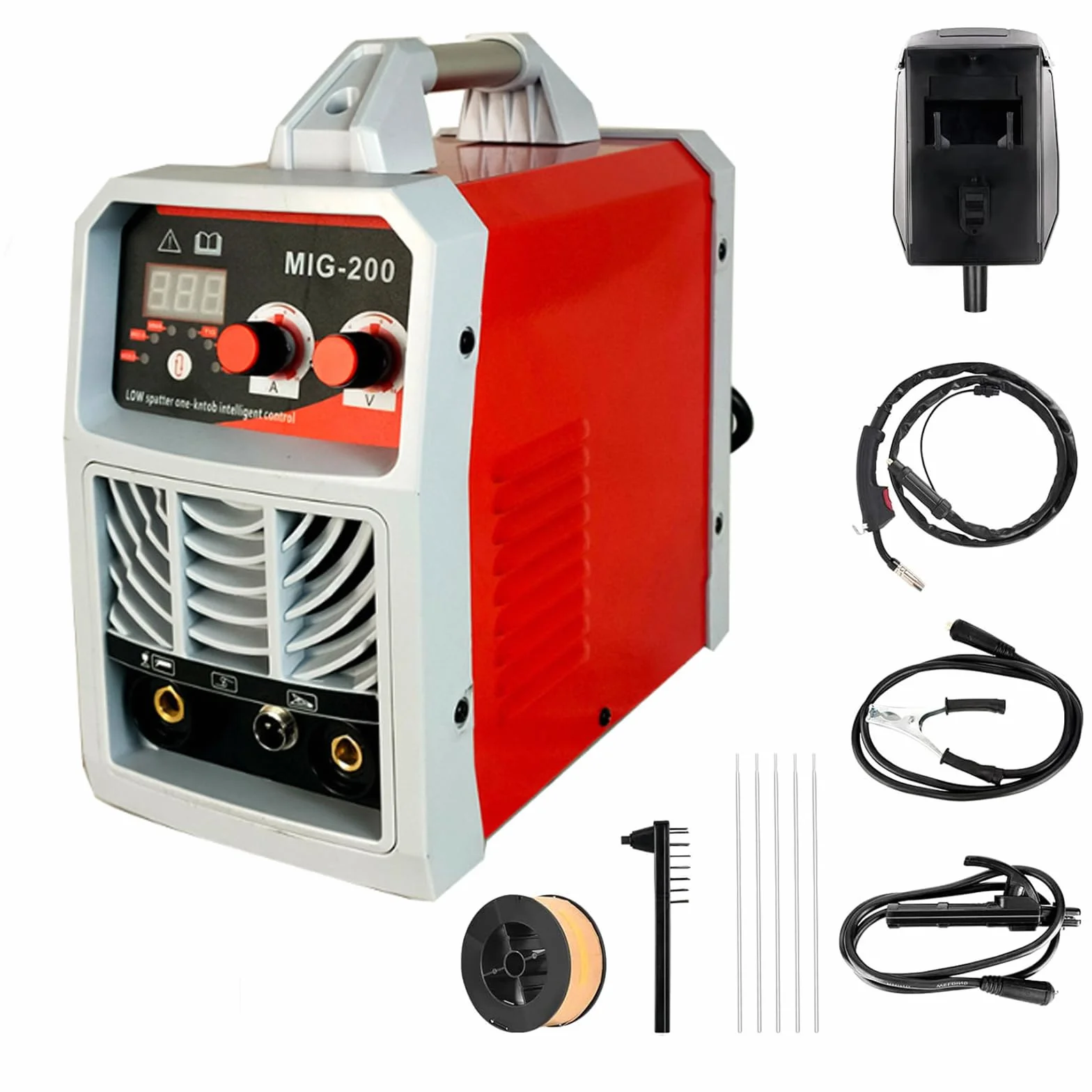 Spawarka MIG-200 3 w 1, inwerter IGBT 230 V, spawarka MIG/TIG/ARC z cyfrowym wyświetlaczem LED, przenośna spawarka do domowego majsterkowania, garażu samochodowego i profesjonalnego użytku