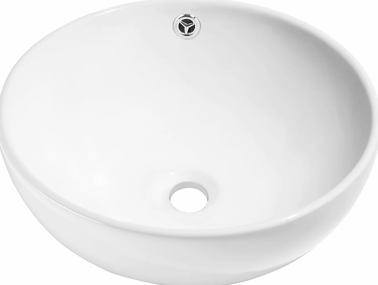 Aetherion Okrągły biały ceramiczny zlew łazienkowy 43 cm x 43 cm częściowo wpuszczany wpuszczany zlew łazienkowy z przelewem, nowoczesny okrągły zlewozmywak nad blatem do łazienki, toaletki, toalety