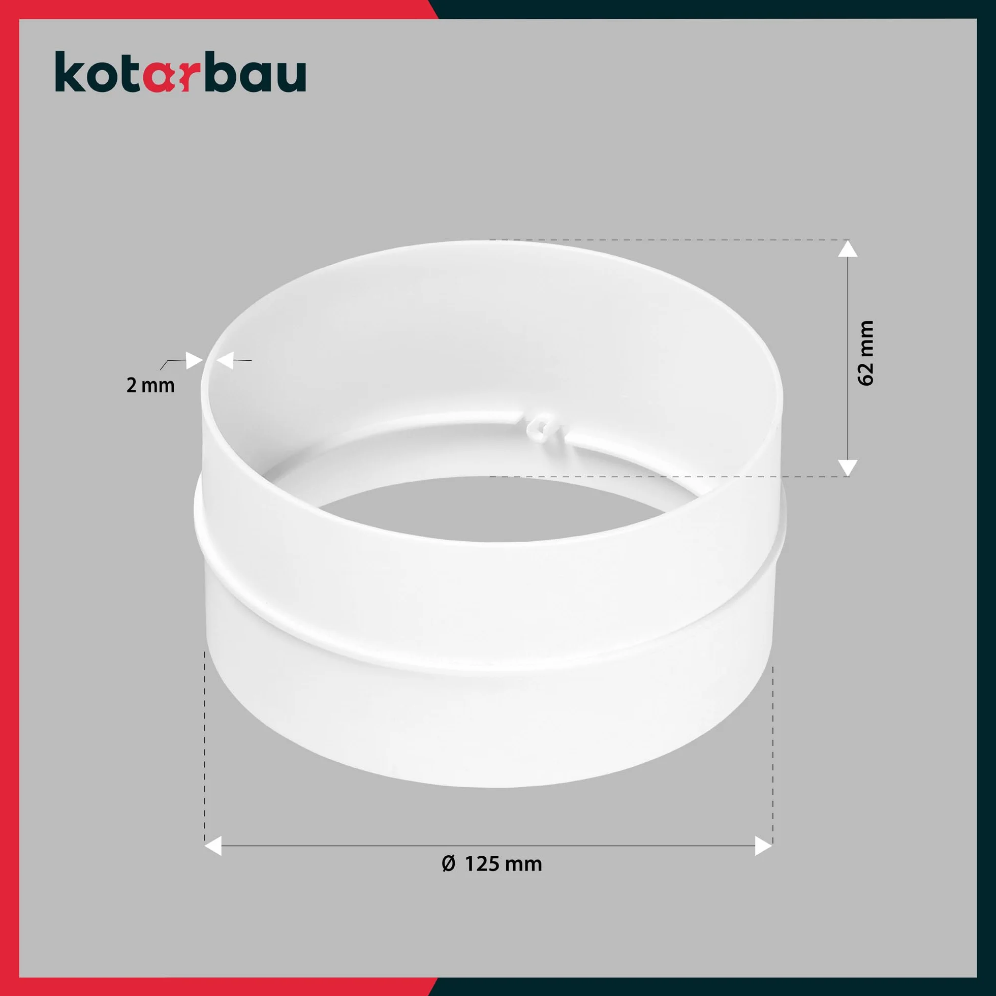 KOTARBAU® Złącze do rury wentylacyjnej kanał okrągły Ø 125 mm