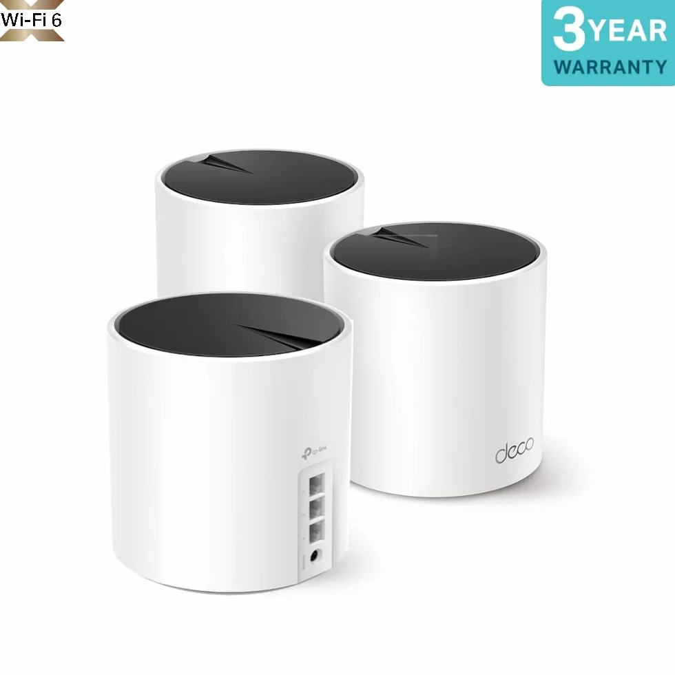 TP-Link Deco X55 AX3000 Mesh Wi-Fi 6 System, 3 sztuki, trzy porty gigabitowe, zasięg do 6500 stóp