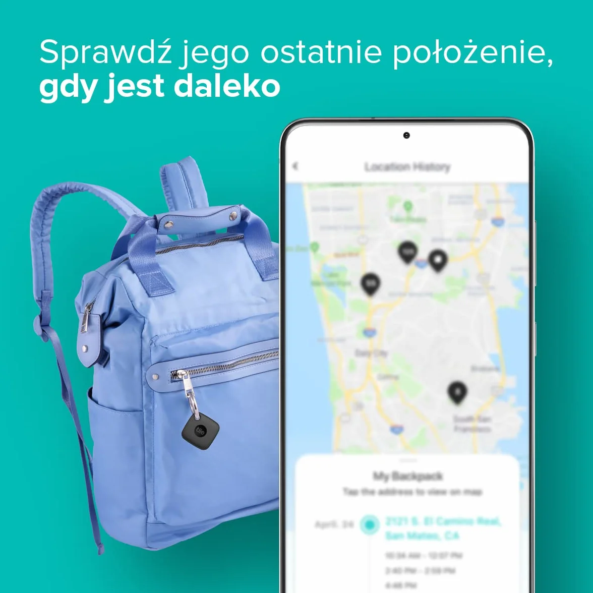 Tile Mate (2022) Lokalizator Bluetooth 1 Pak, zasięg 60m, aplikacja iOS i Android, Czarny