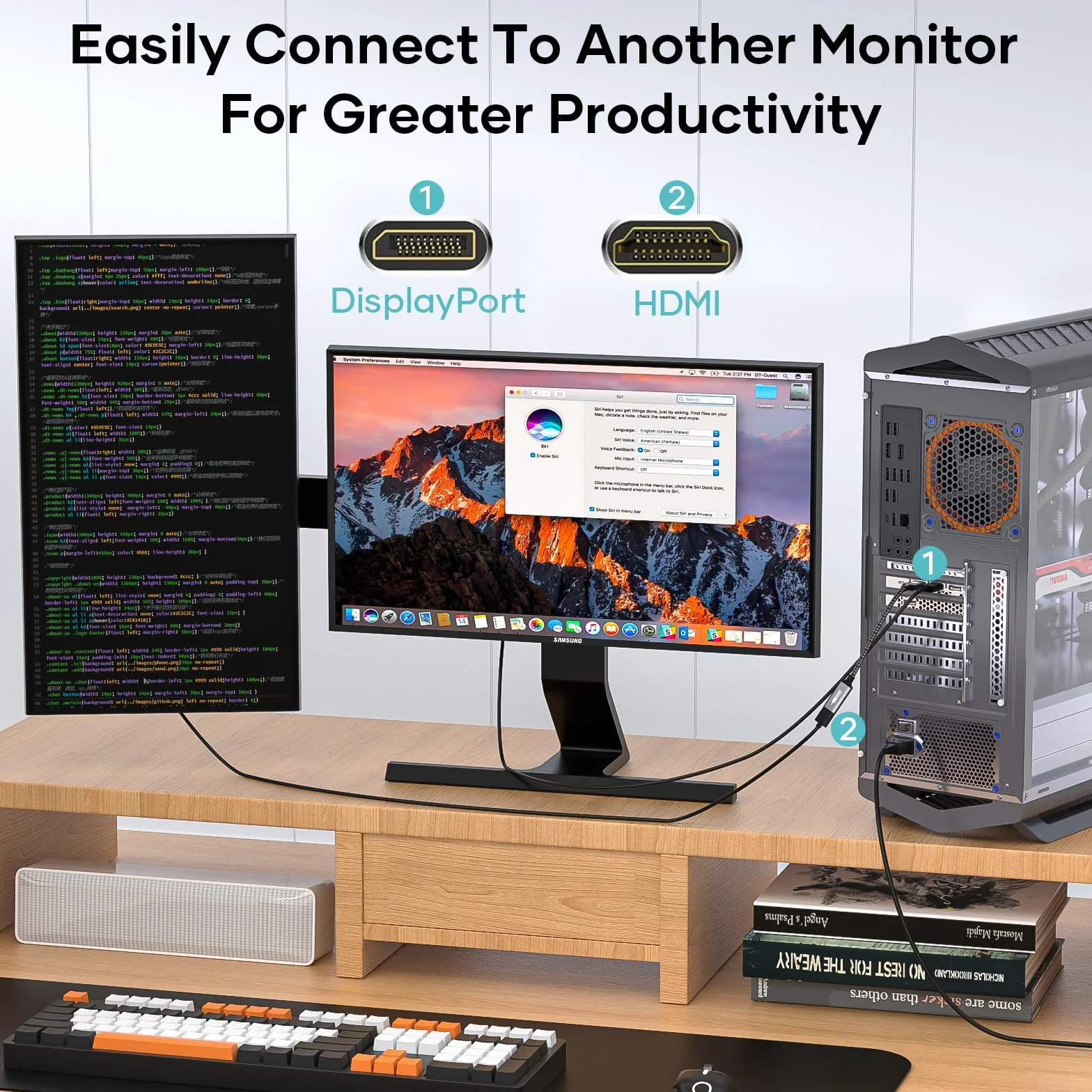Adapter DisplayPort na HDMI pleciony męski żeński kompatybilny z laptopami komputerami stacjonarnymi Lenovo Dell HP