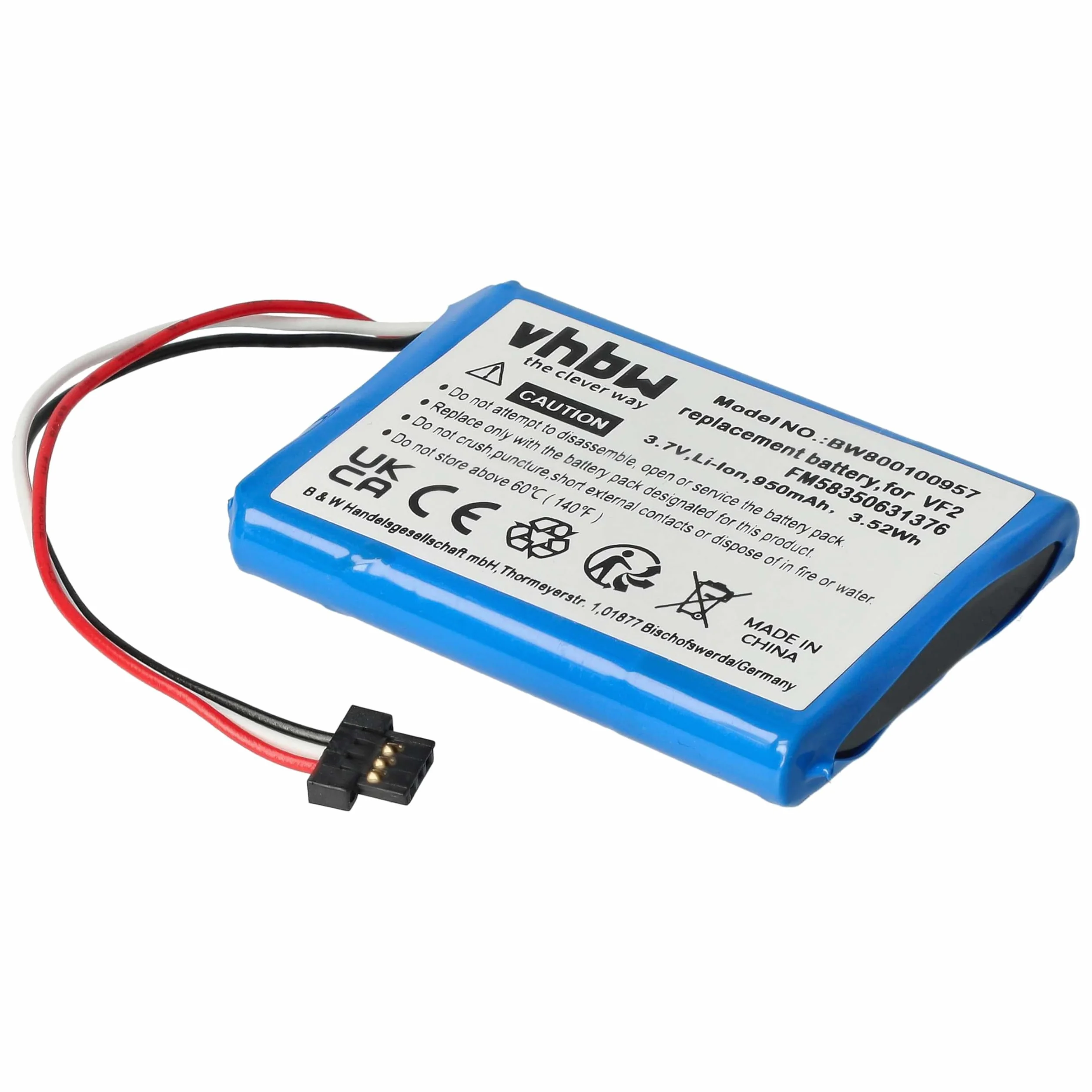 vhbw Bateria kompatybilna z TomTom Start 50, Go Live 825 Europe nawigacja GPS (950 mAh, 3,7 V, Li-Ion)
