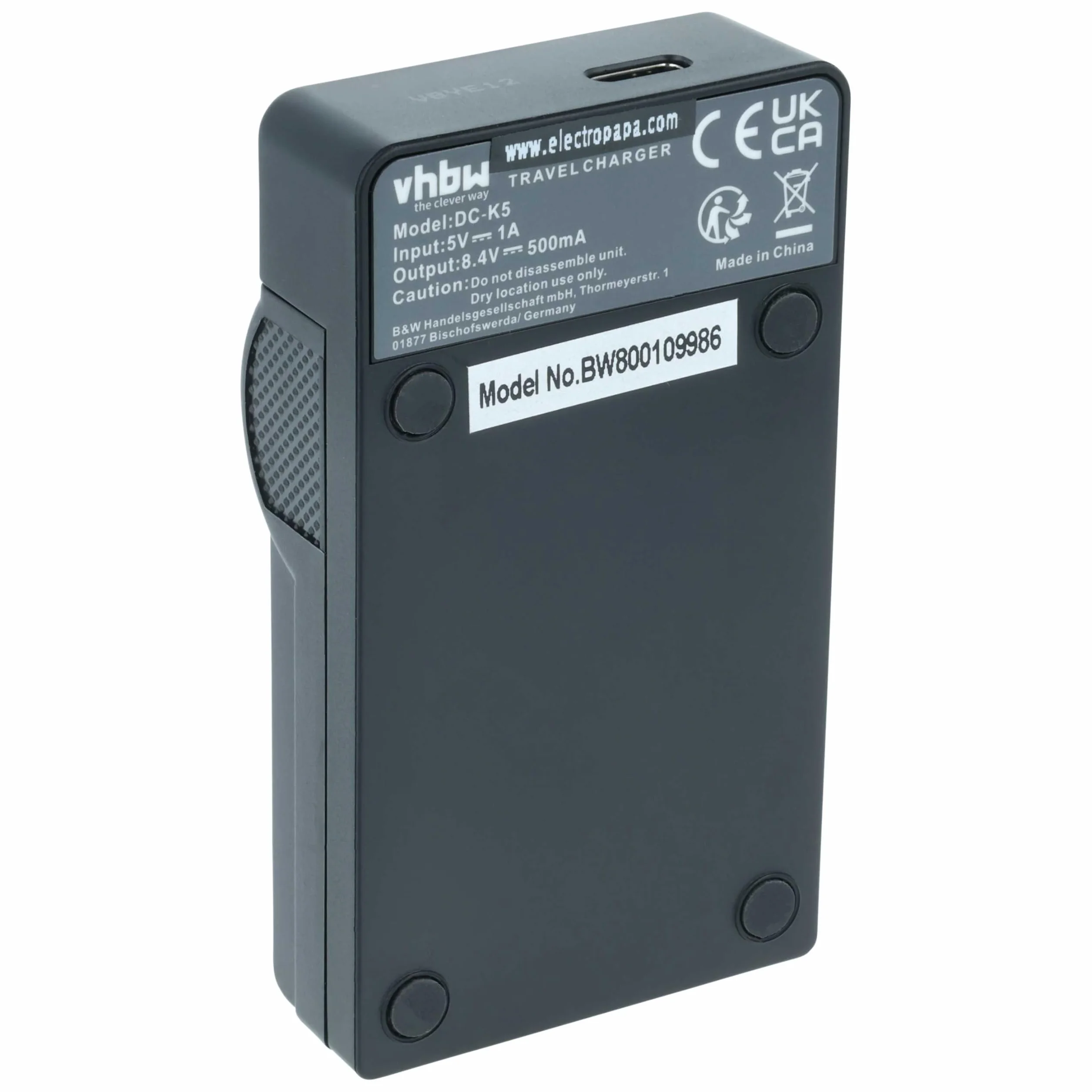 vhbw Ładowarka USB kompatybilna z Panasonic SDR-H60, SDR-H80, SDR-H90, VDR-D100, VDR-D150, VDR-D160, VDR-D220, VDR-D250, VDR-D300 aparat cyfrowy