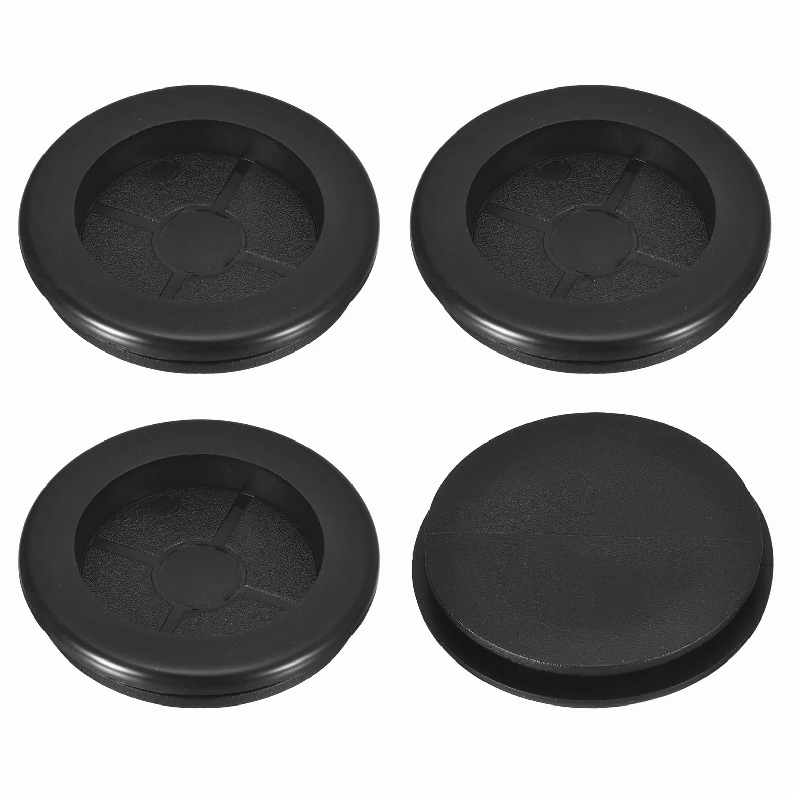 QUARKZMAN 4 szt. Gumowe uszczelki 2 "(50 mm) otwór wiercenia, 1-2/4" (41 mm) ID uszczelka pierścieniowa zaślepki z pojedynczym otworem do organizatora kabli biurka komputerowego, czarny