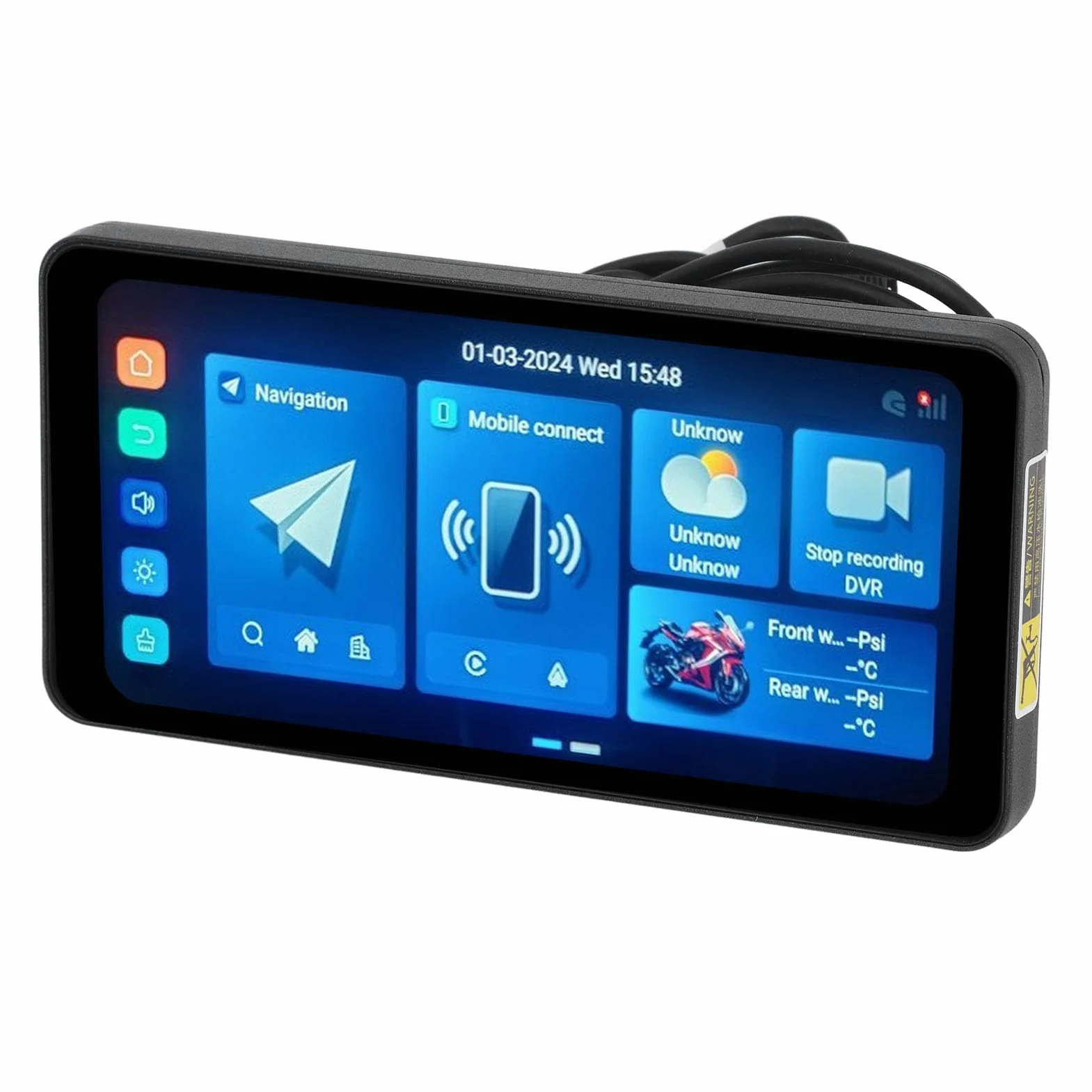 Motocyklowy System Nawigacji GPS 7in z Podwójnym Bluetooth, Płaszcz Przeciwdeszczowy, Android Auto Carplay