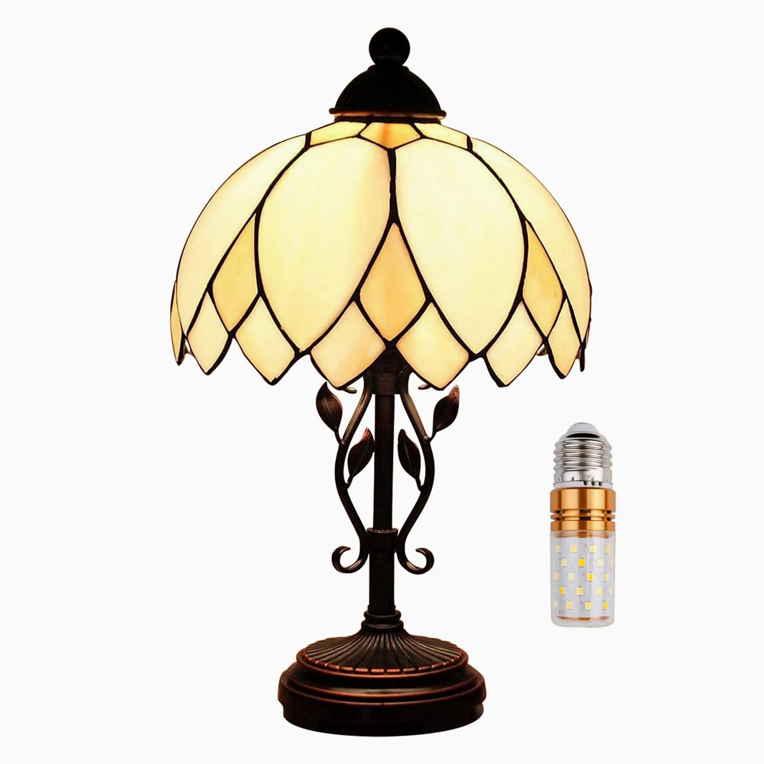Lampa nocna w stylu Tiffany,10-calowy klosz z witrażem w stylu vintage,wiktoriańska lampa do czytania w stylu art deco do sypialni,salonu,gabinetu,biura(Color:A)