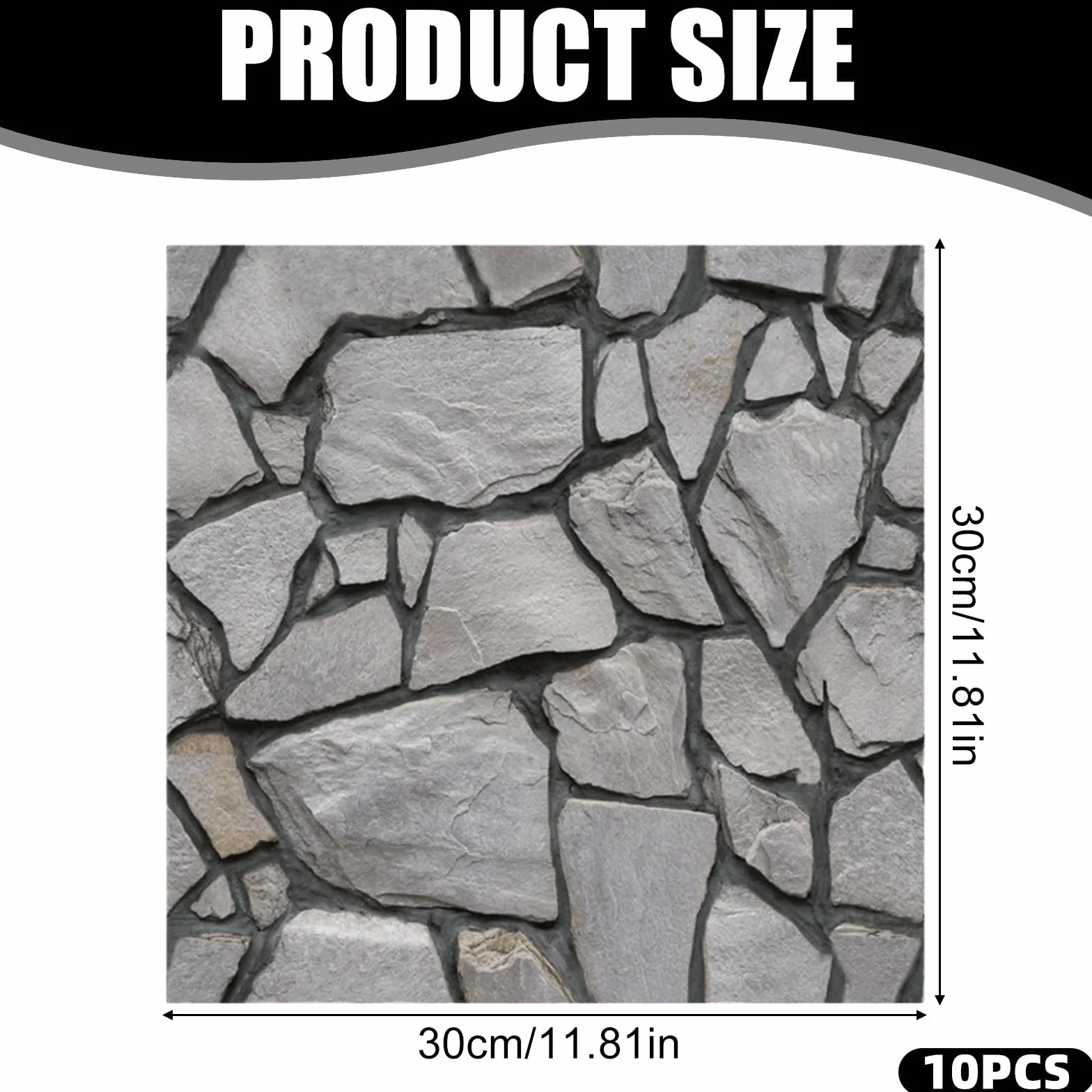 10 sztuk samoprzylepnych paneli ściennych 3D, 30 x 30 cm, samoprzylepna tapeta 3D, tapeta PCW, wodoodporna, tapeta o wyglądzie kamienia, folia ścienna, samoprzylepna, panele ścienne o wyglądzie